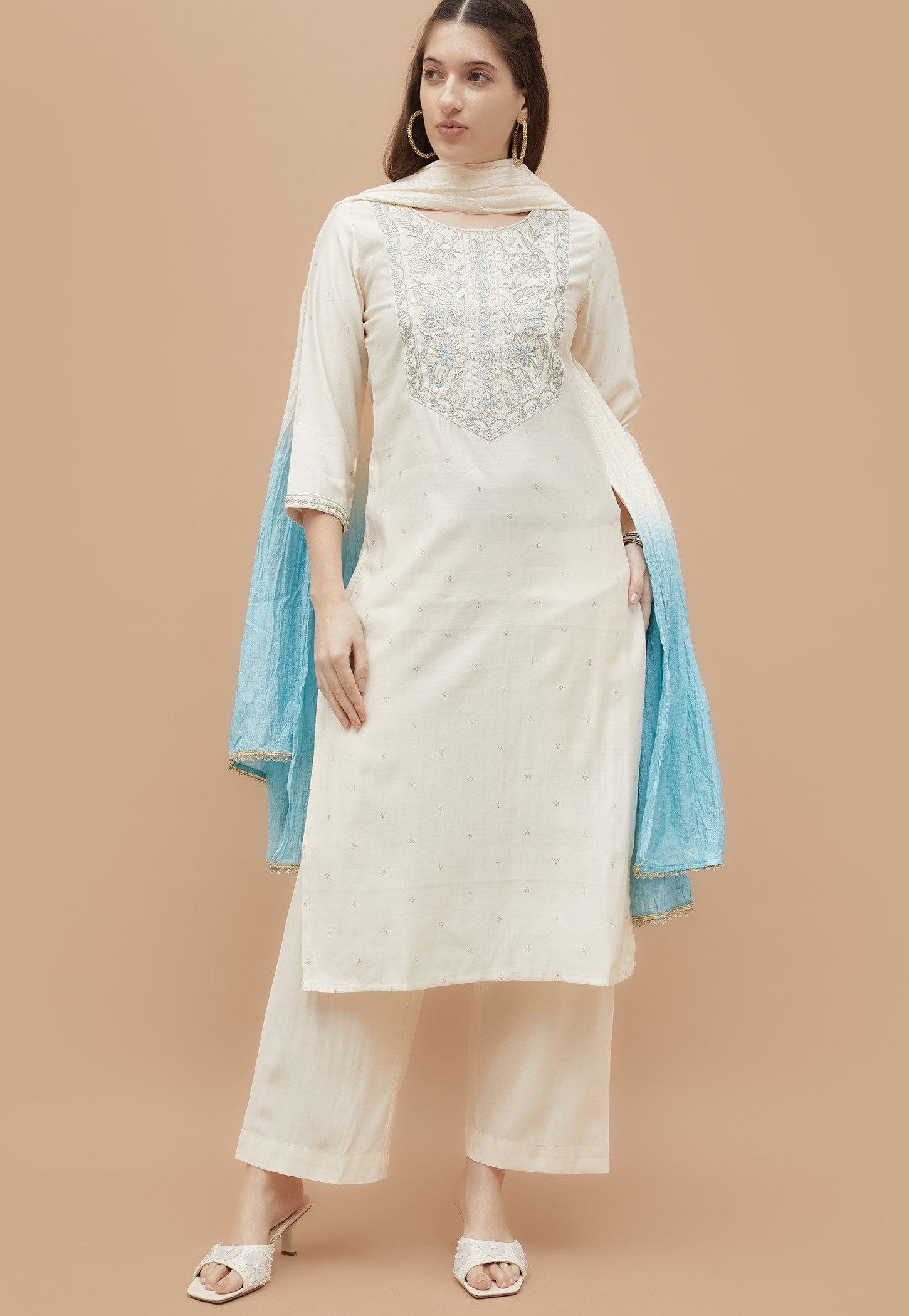 MELANGE Embroidered Straight Kurta Set-picture-12