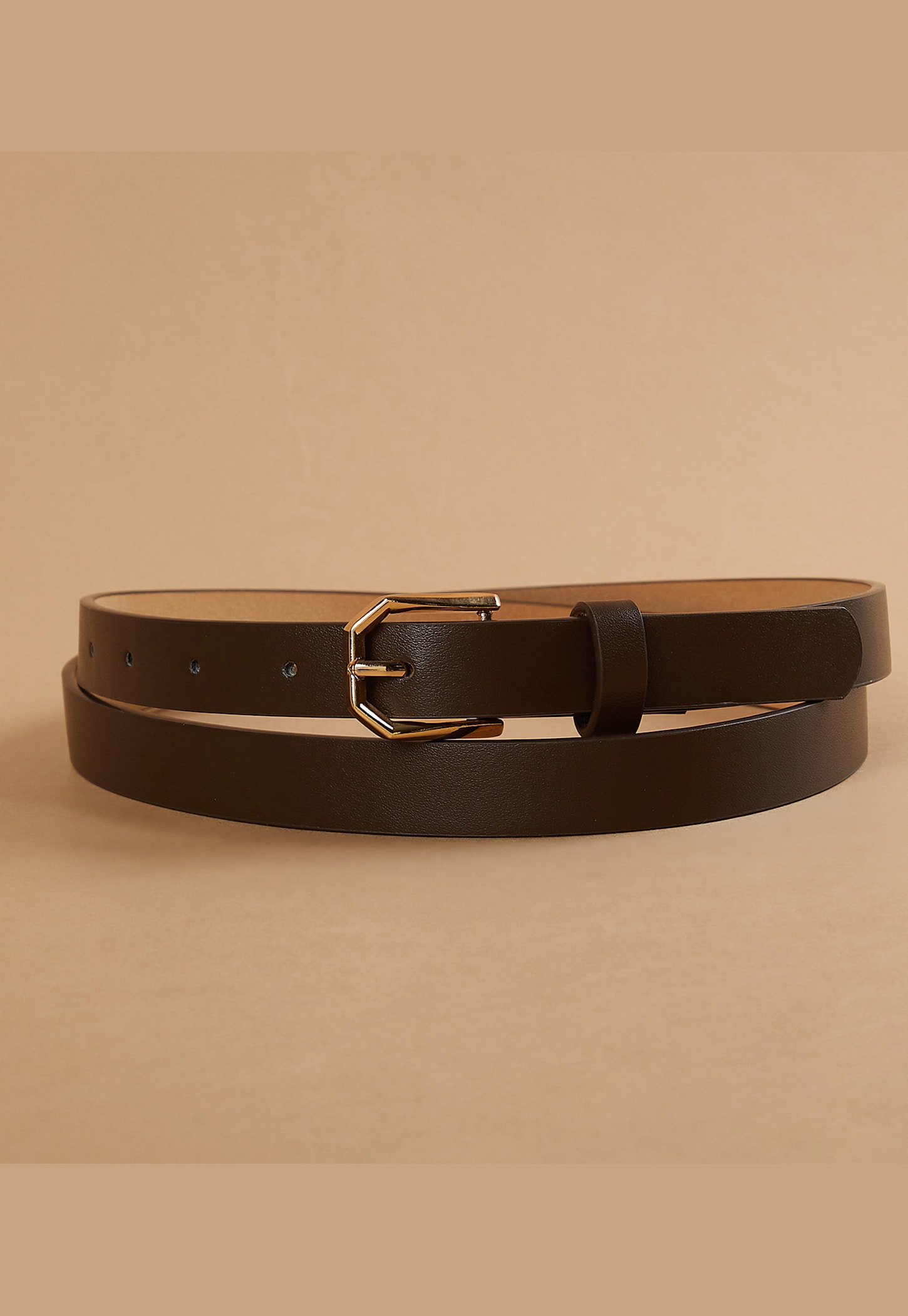 GINGER Solid Slim Belt with Geometric Buckle-picture-21