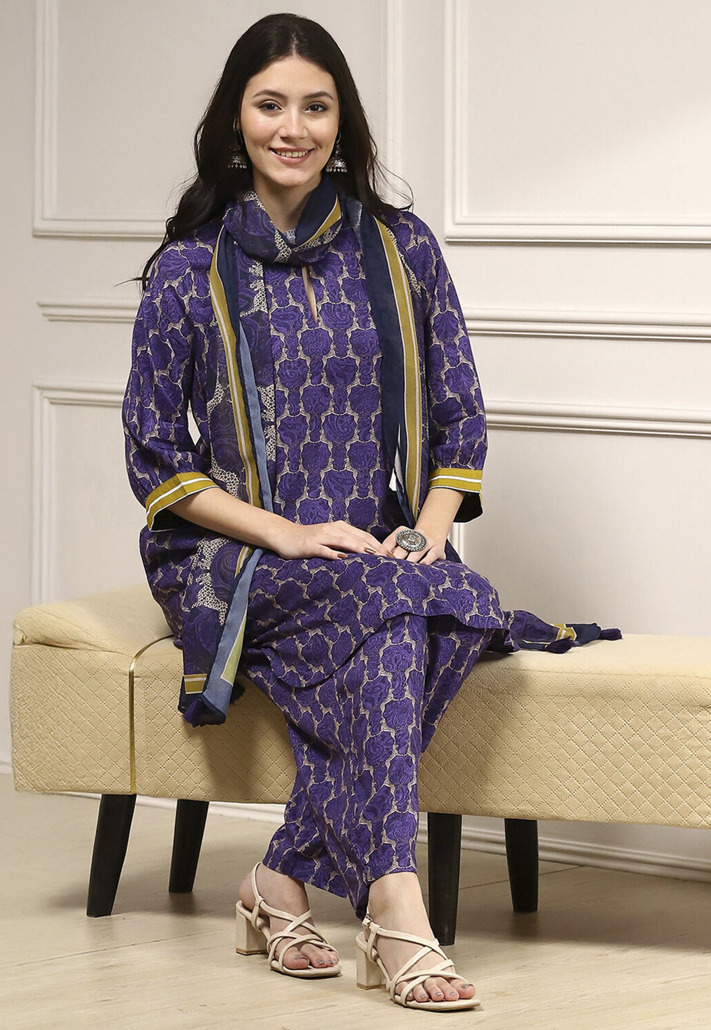 BIBA Ethnic Motif Straight Kurta Set-picture-26