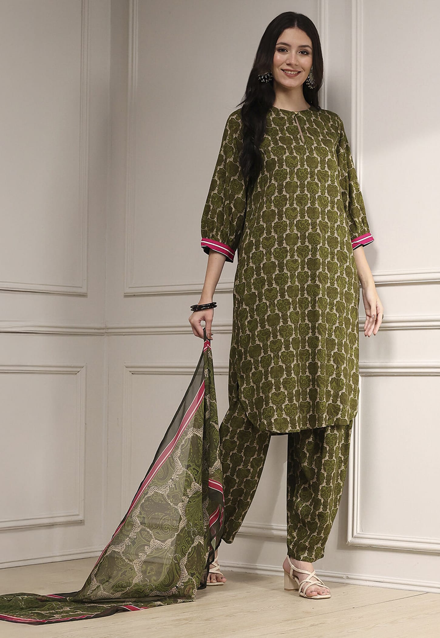 BIBA Ethnic Motif Straight Kurta Set-picture-25