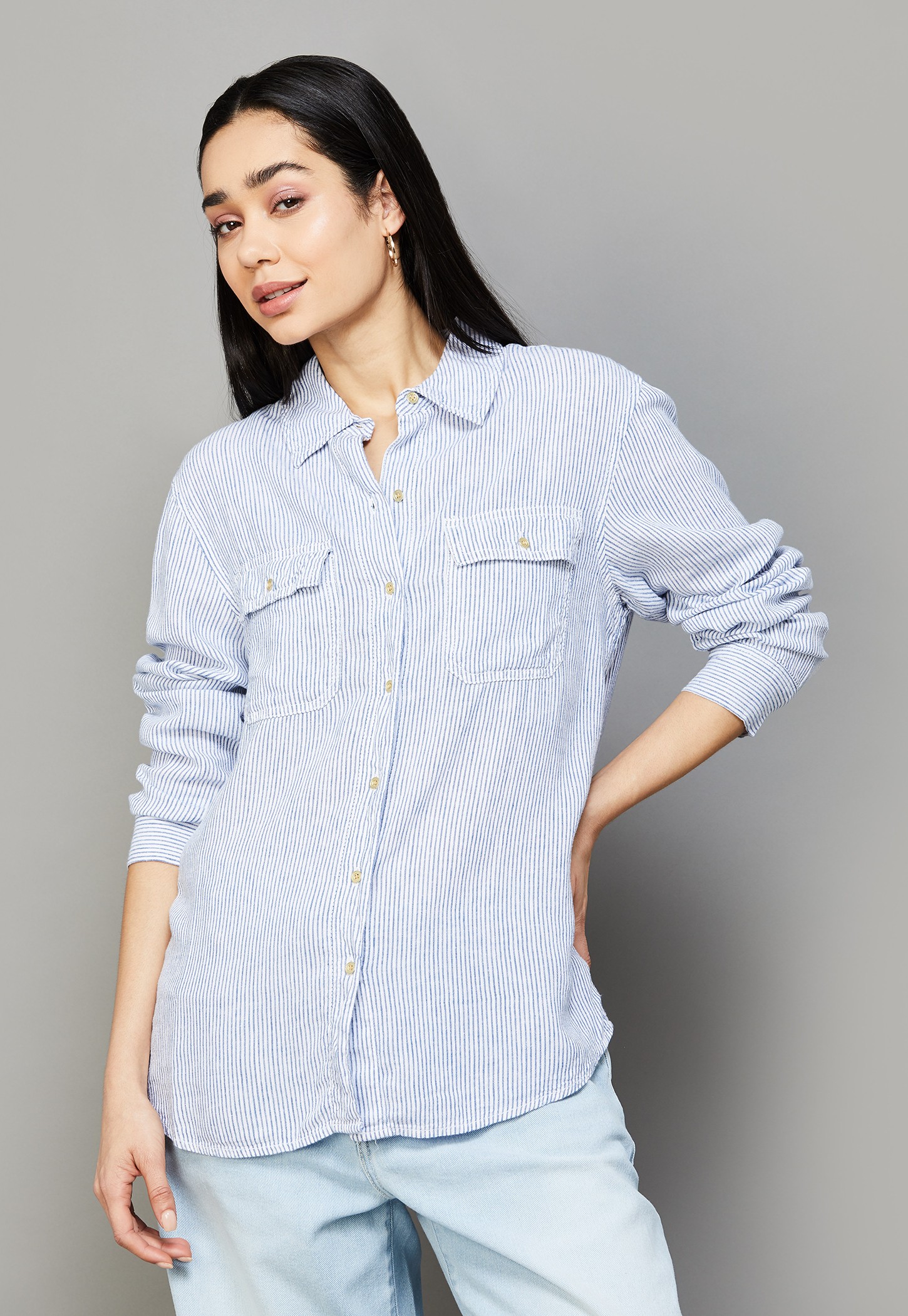 AMERICAN EAGLE Striped Shirt with Double Pockets-picture-12