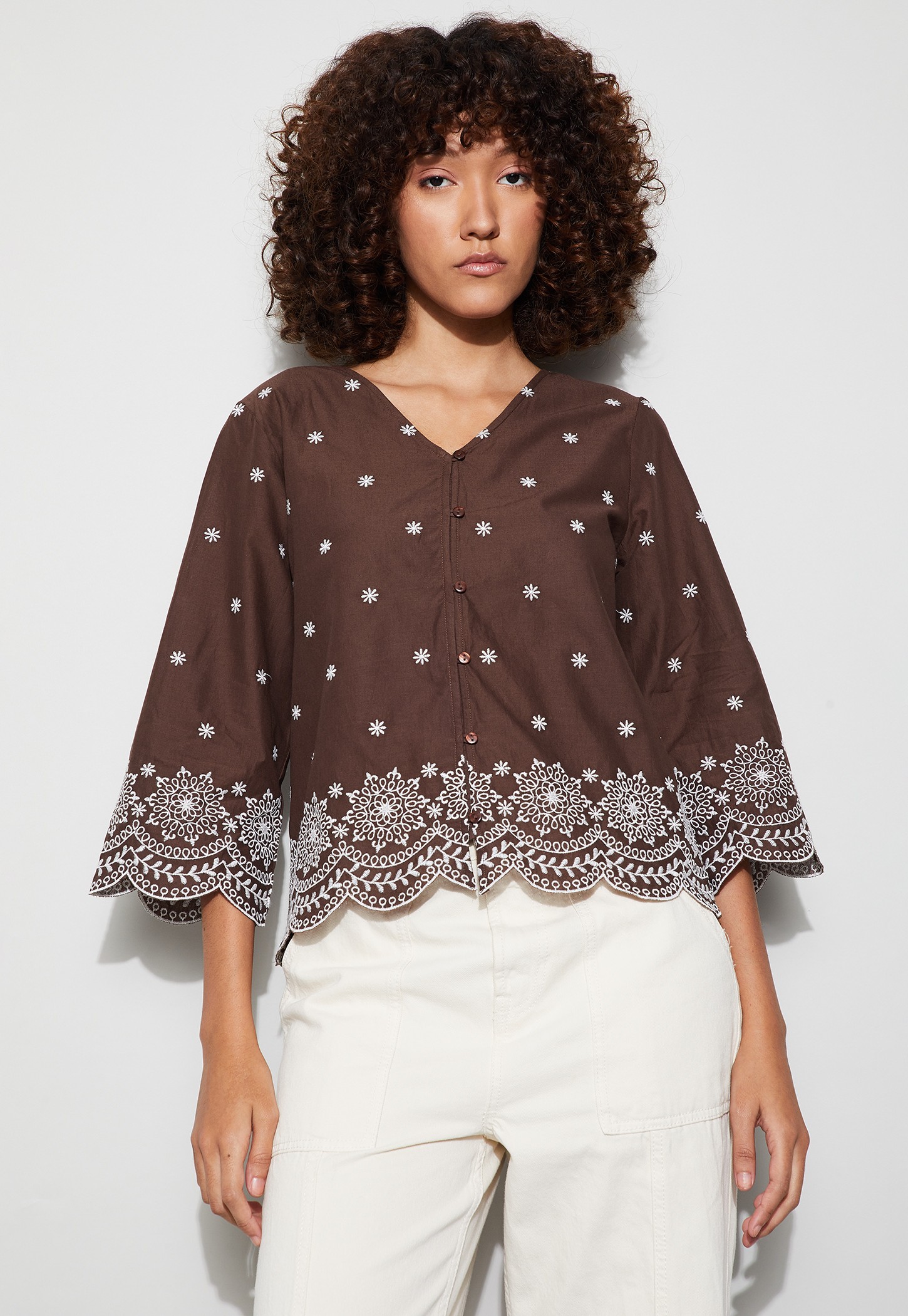 FAME FOREVER Embroidered Button Closure Top-picture-38