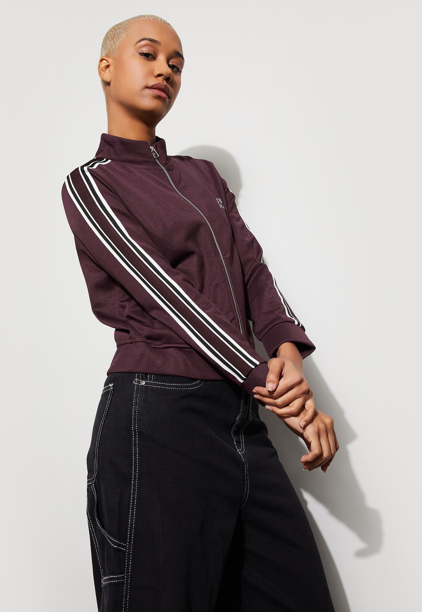 KAPPA Striped Panel Mock Collar Sports Jacket-image-29