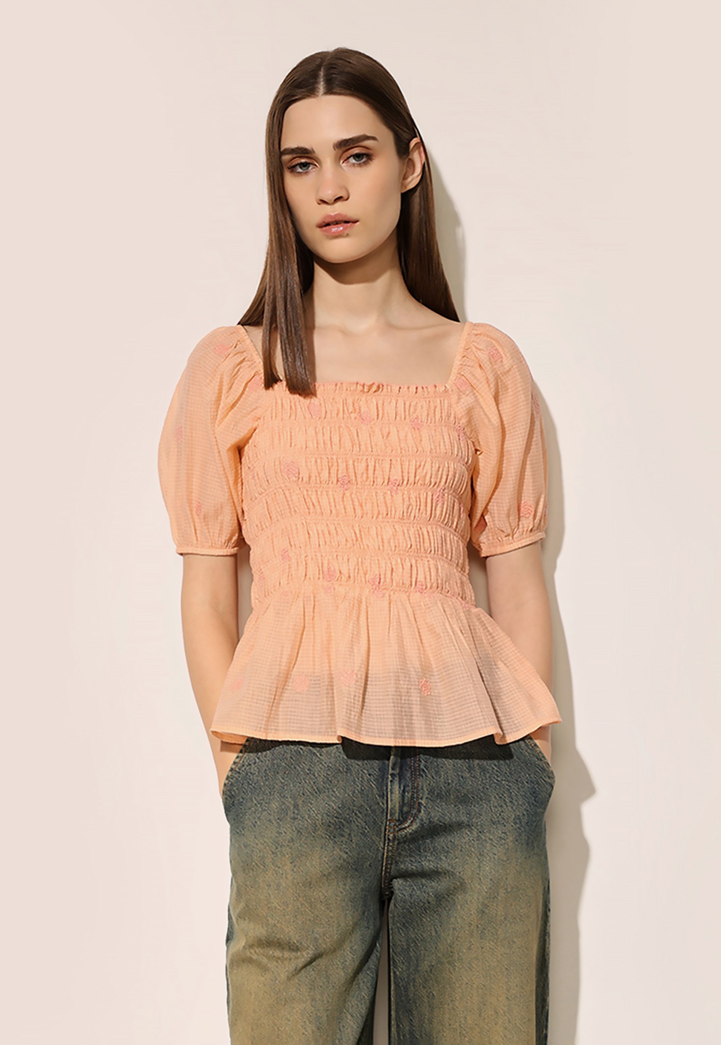 ONLY Smocked Peplum Top-picture-47