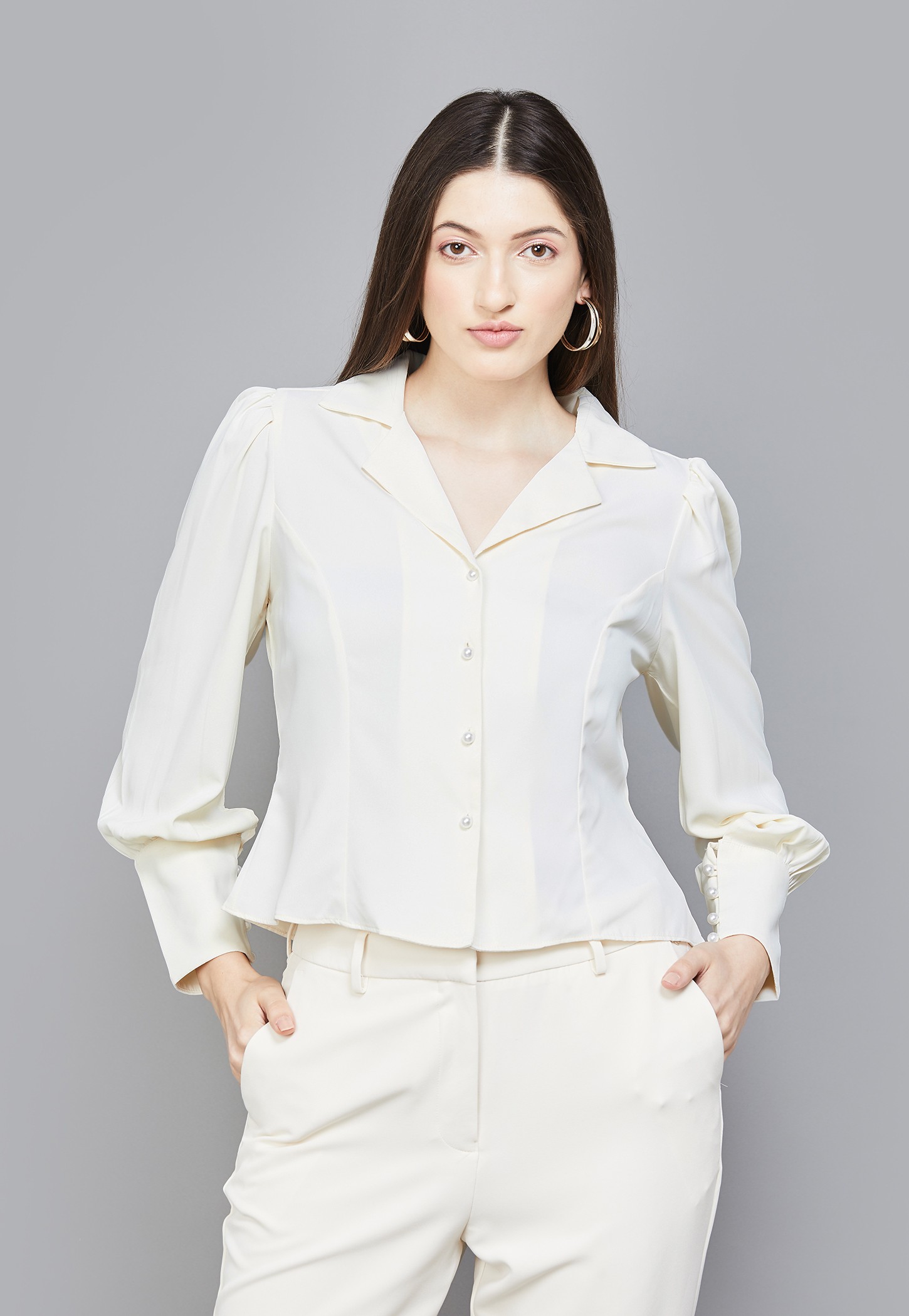 VERO MODA Solid Bishop Sleeves Shirt-picture-18