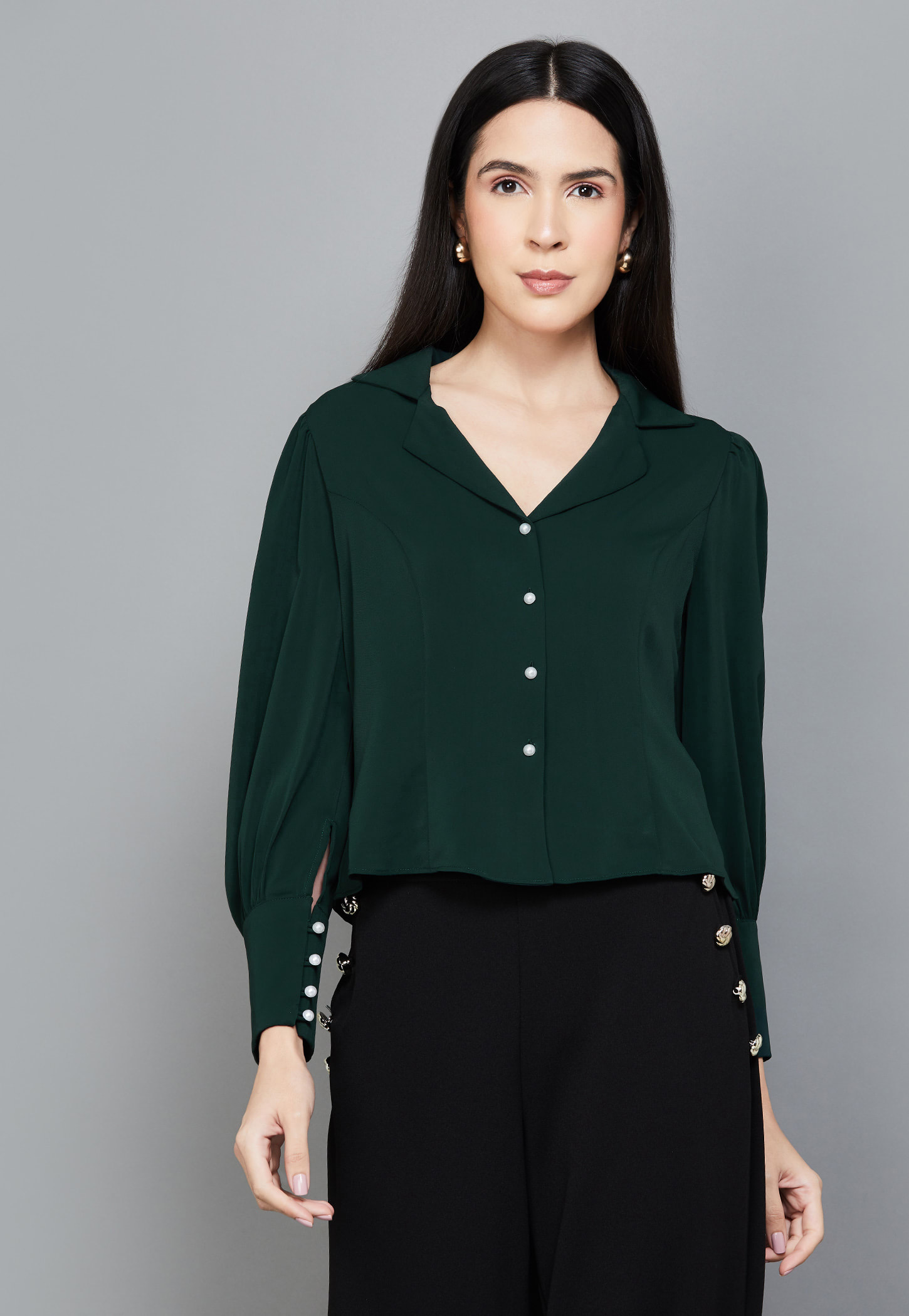 VERO MODA Solid Bishop Sleeves Shirt-picture-49
