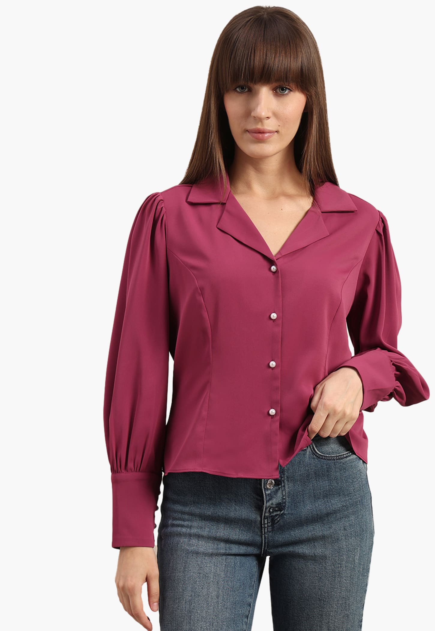 VERO MODA Solid Bishop Sleeves Shirt-picture-10