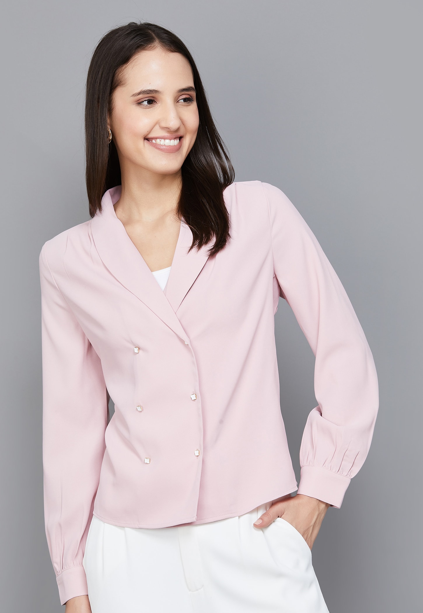 VERO MODA Solid Double-Breasted Top-picture-13