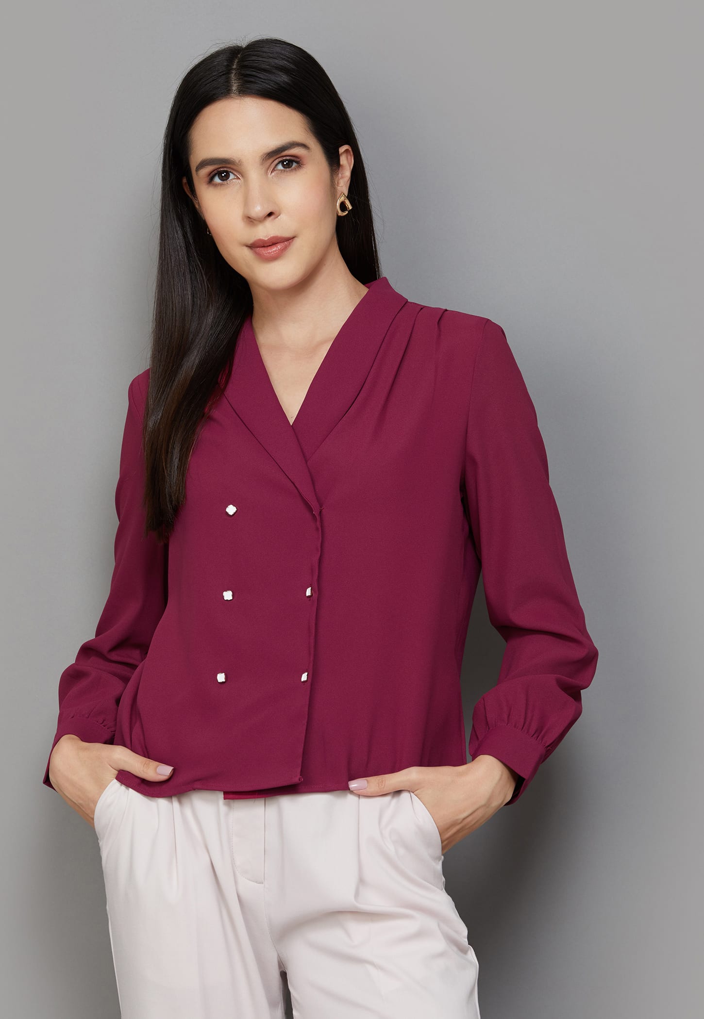 VERO MODA Solid Double-Breasted Top-picture-33