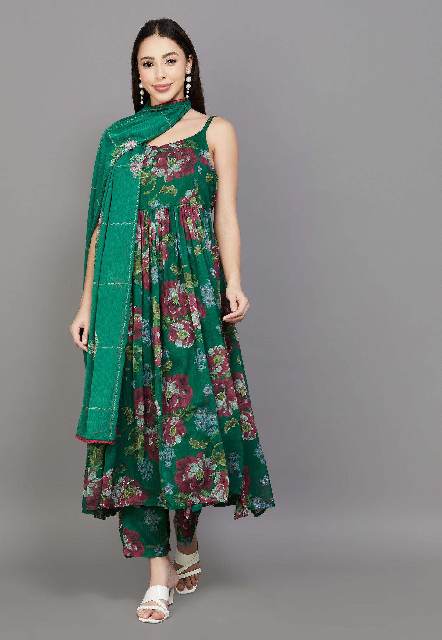 W Floral Print Flared Kurta Set-picture-37