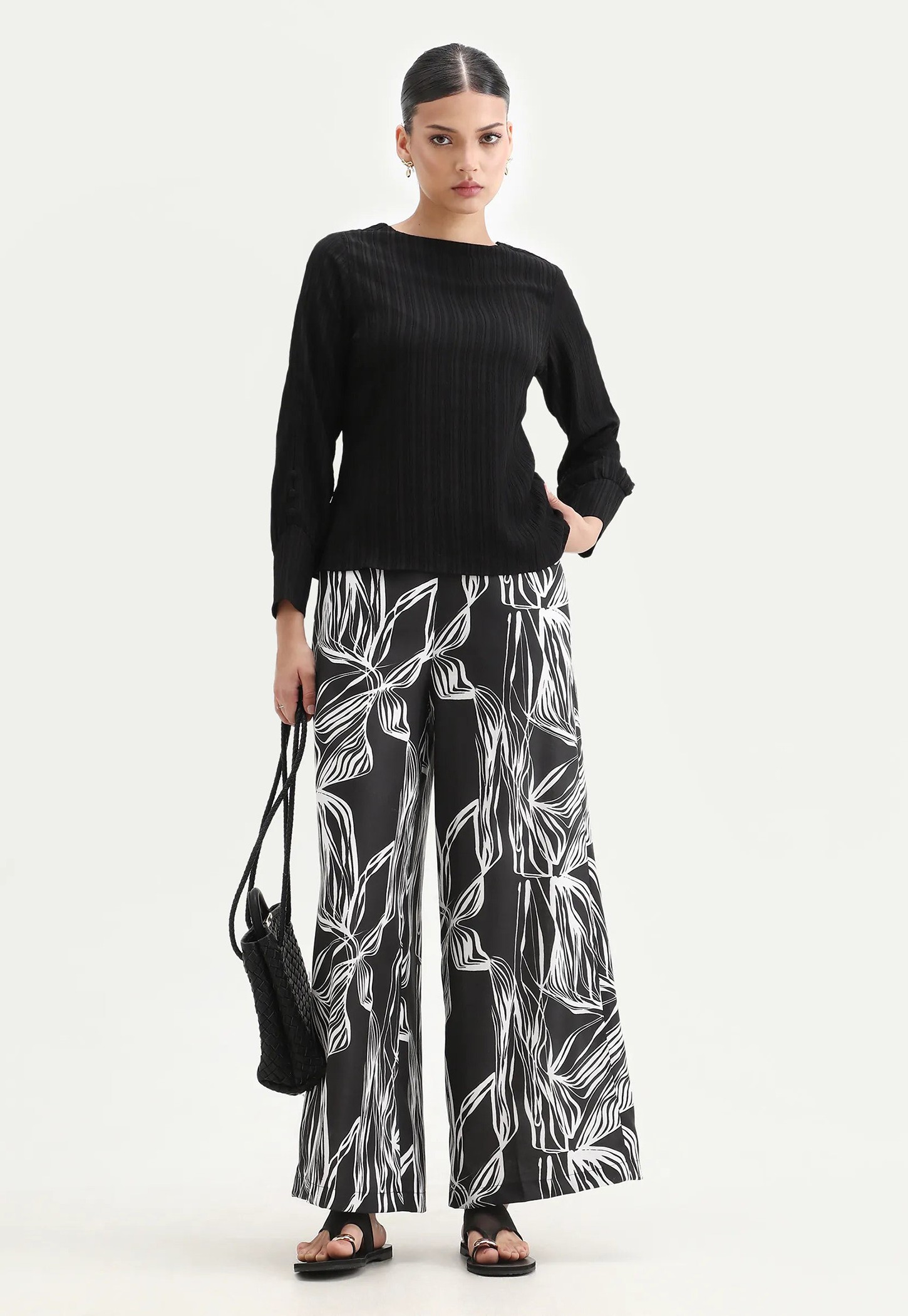 RAREISM Printed Wide Leg Trousers-image-31