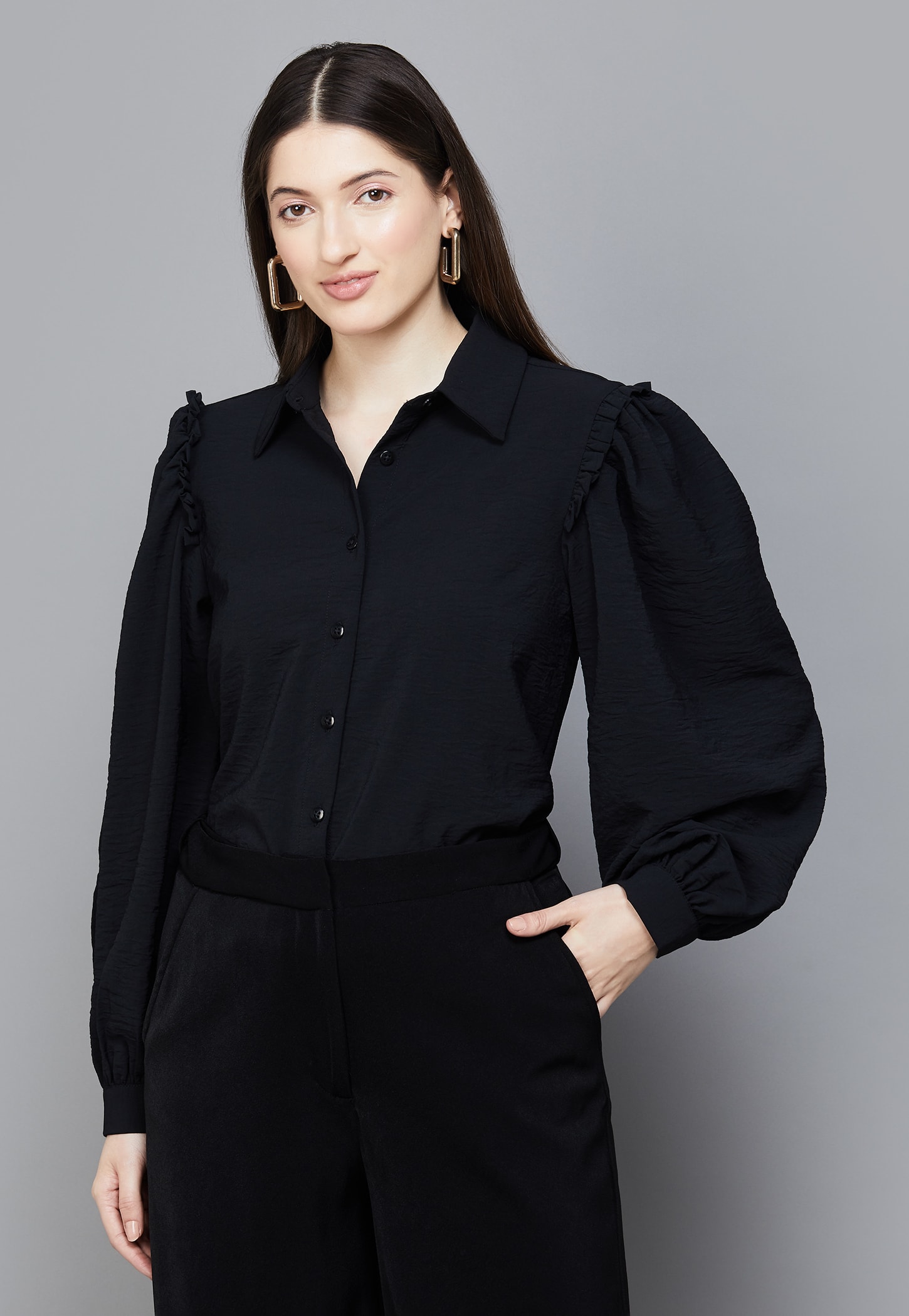 VAN HEUSEN Textured Balloon Sleeve Shirt-picture-12