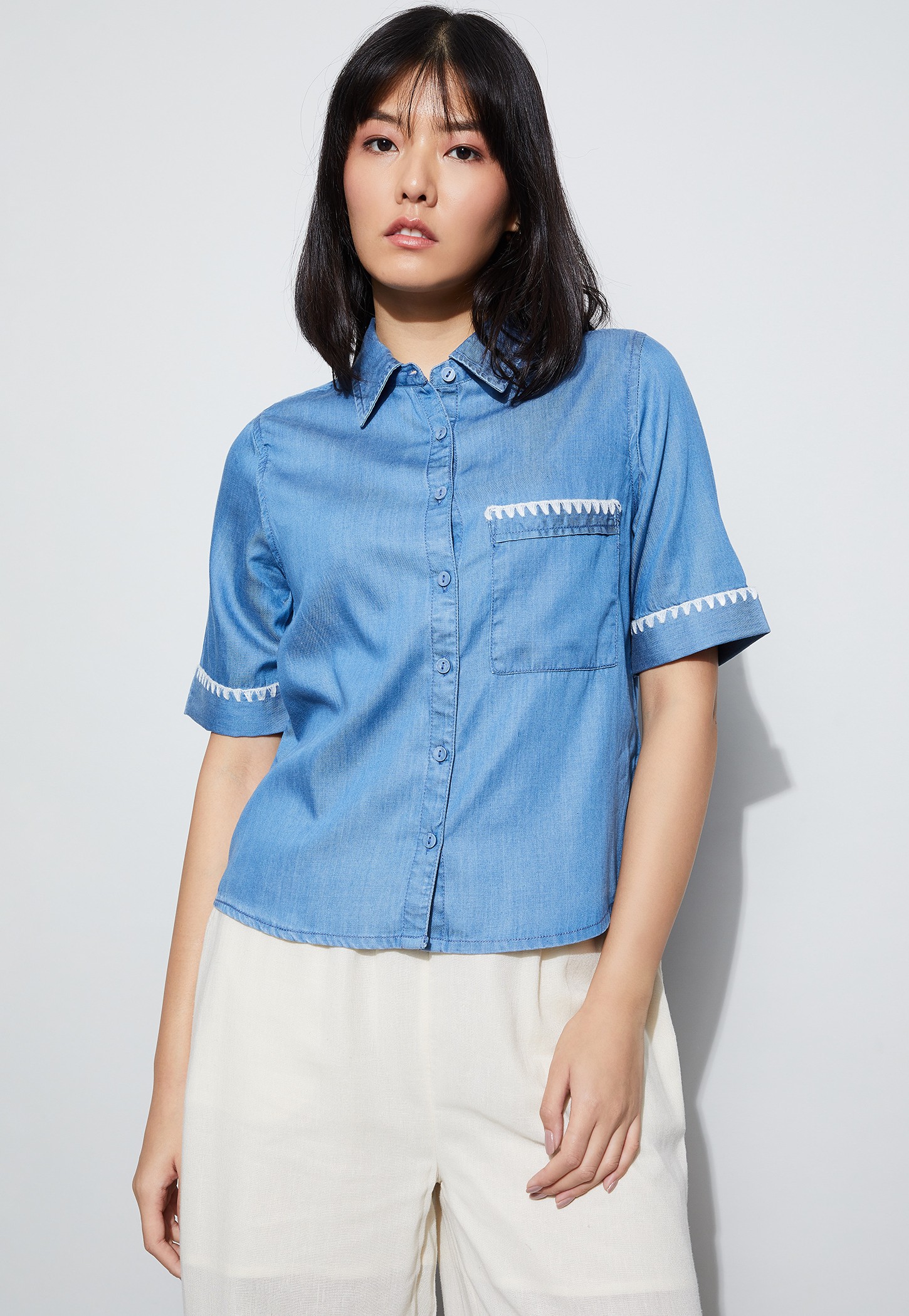 FAME FOREVER Embroidered Denim Shirt-picture-20