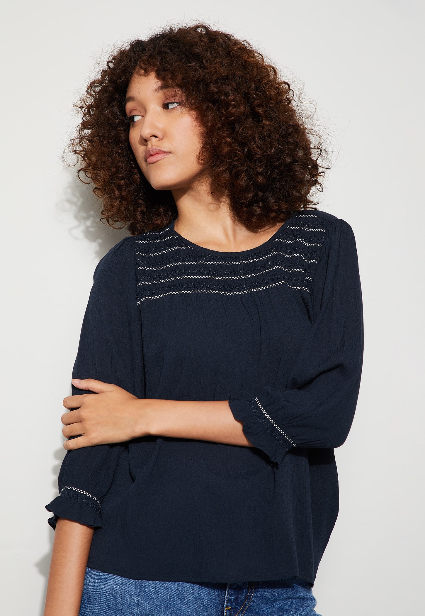 FAME FOREVER Embroidered Yoke Top-picture-19