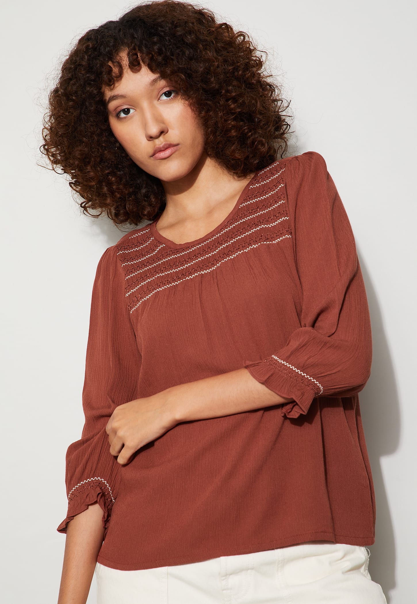FAME FOREVER Embroidered Yoke Top-picture-35