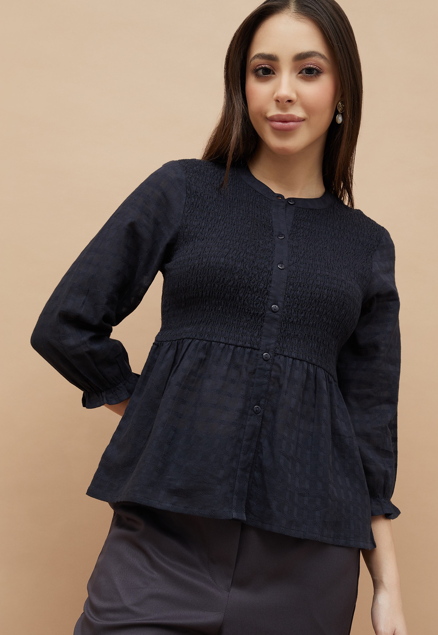 FAME FOREVER Textured Buttoned Casual Top-picture-21