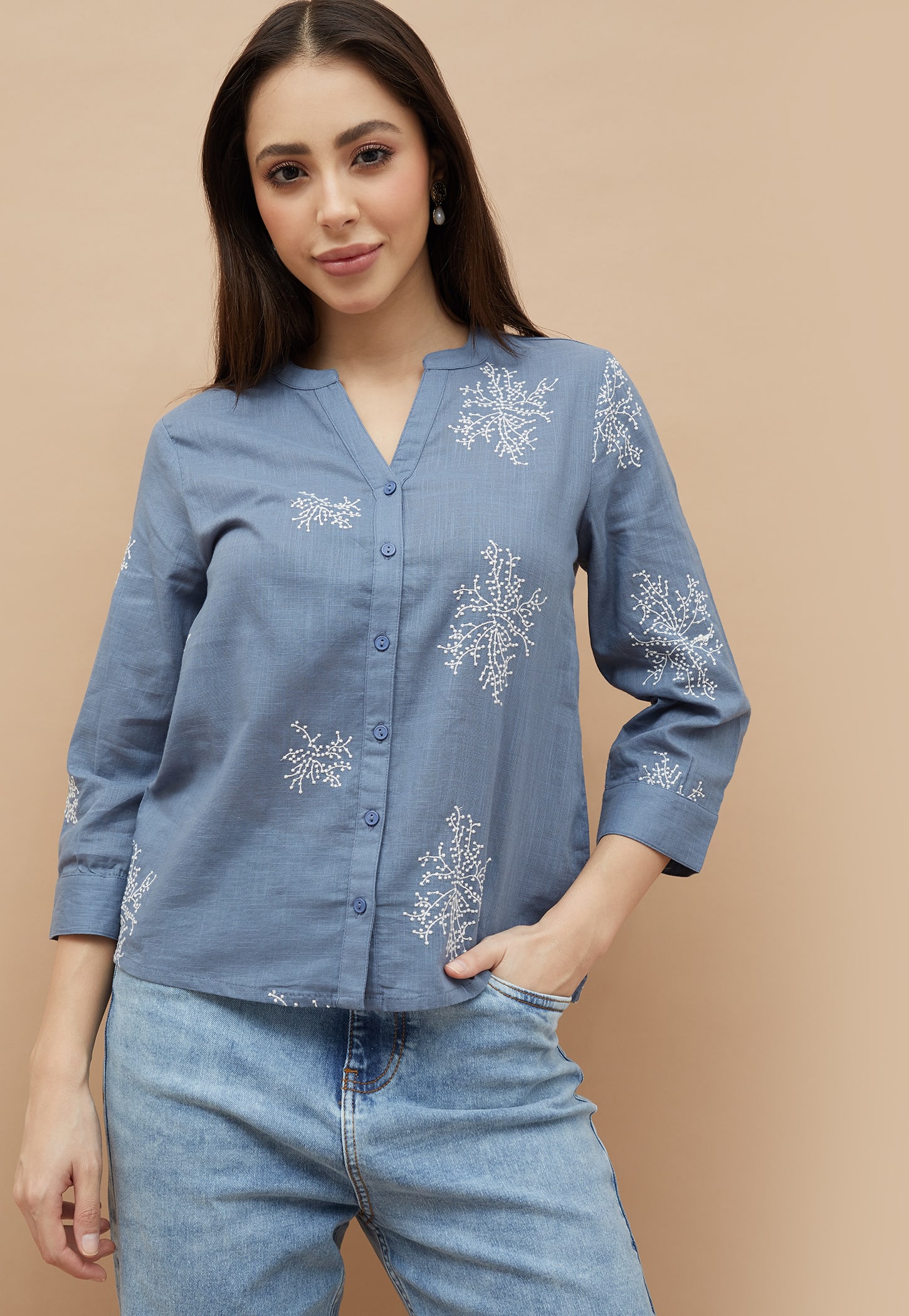 FAME FOREVER Embroidered Shirt-Style Top-image-9