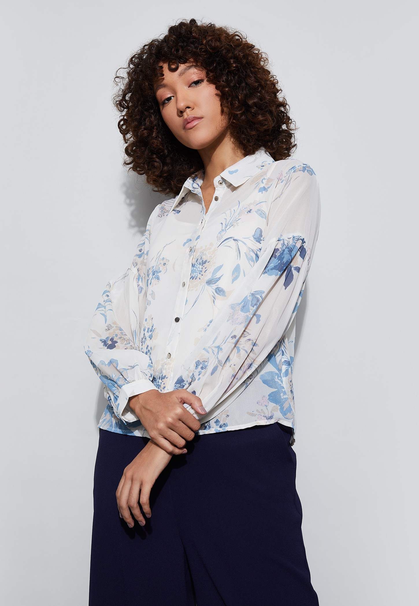 CODE Floral Print Shirt with Camisole-picture-42