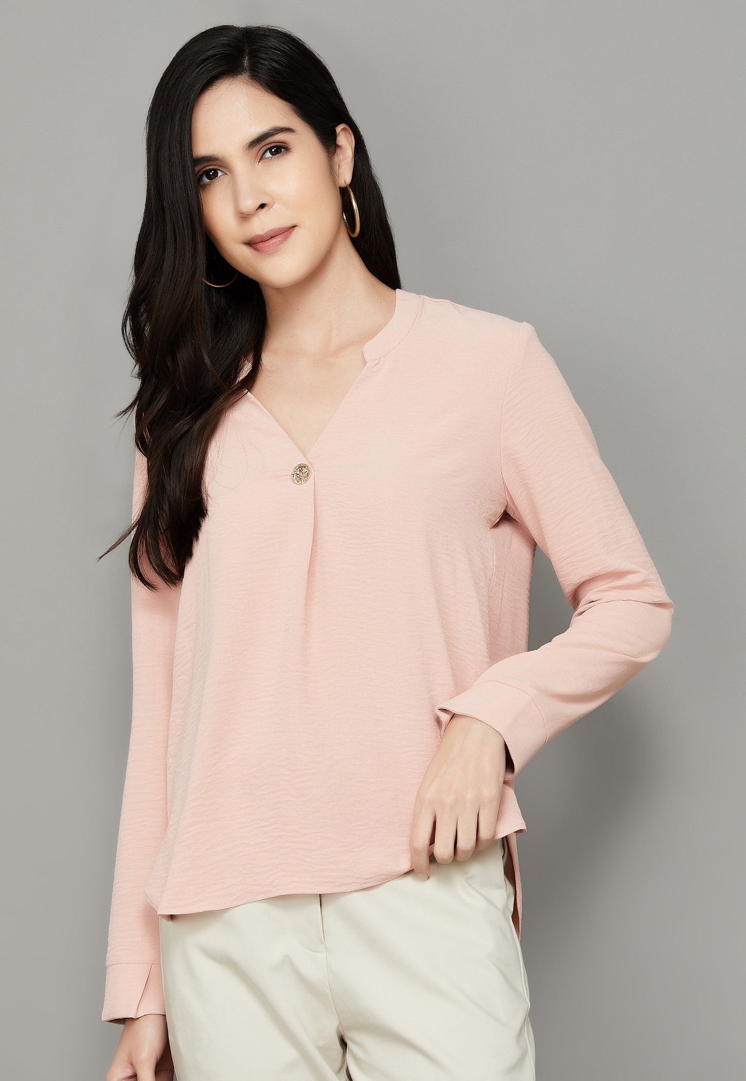 VERO MODA Textured V-Neck Full Sleeves Top-picture-23