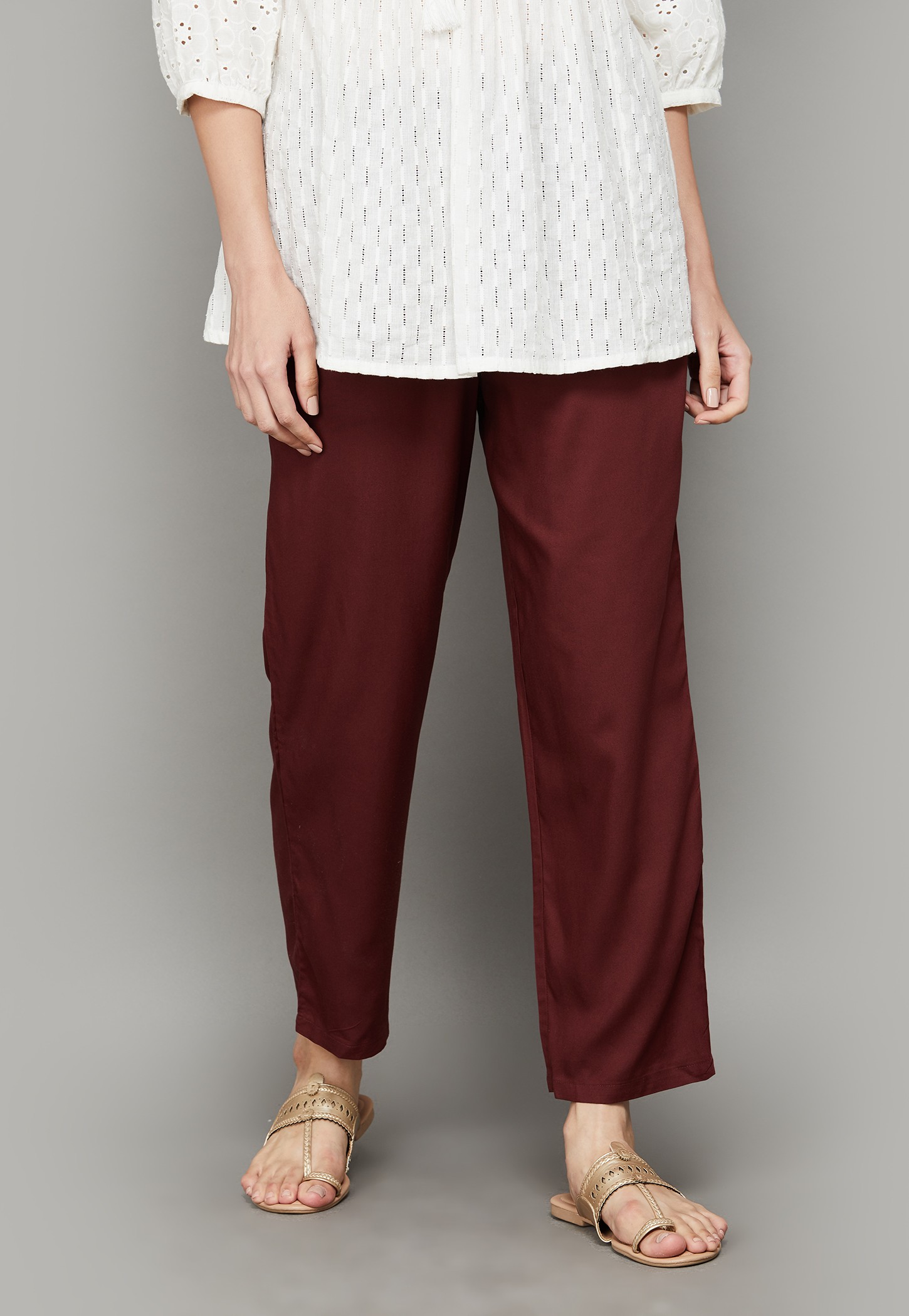 BIBA Solid Straight Pants-picture-26