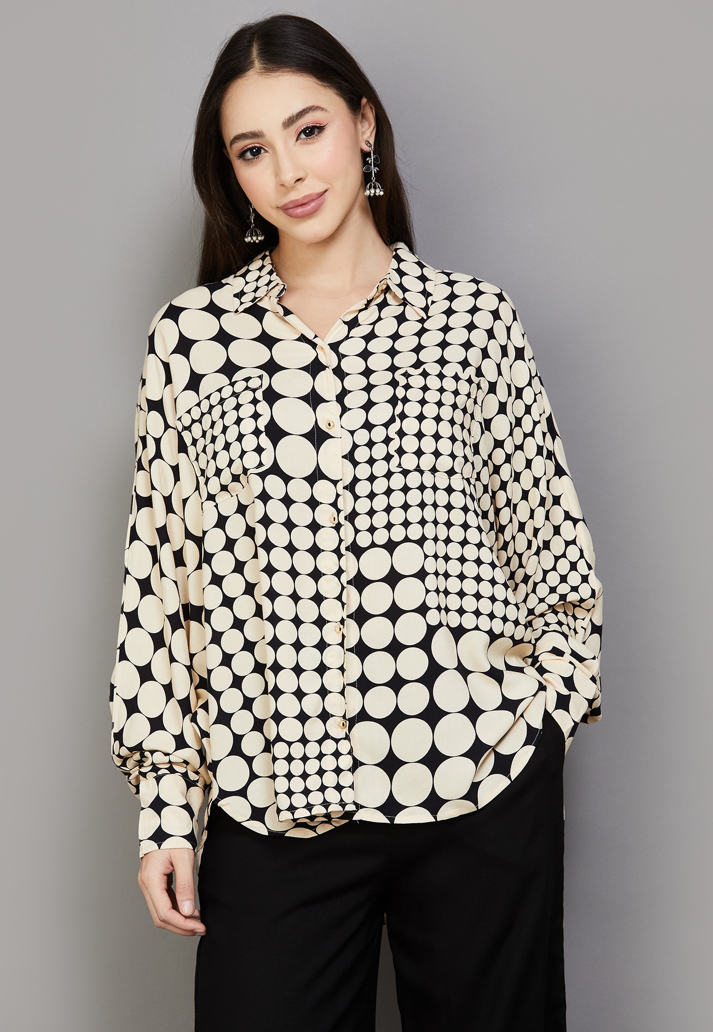 BIBA Polka Print Shirt Style Tunic-picture-51