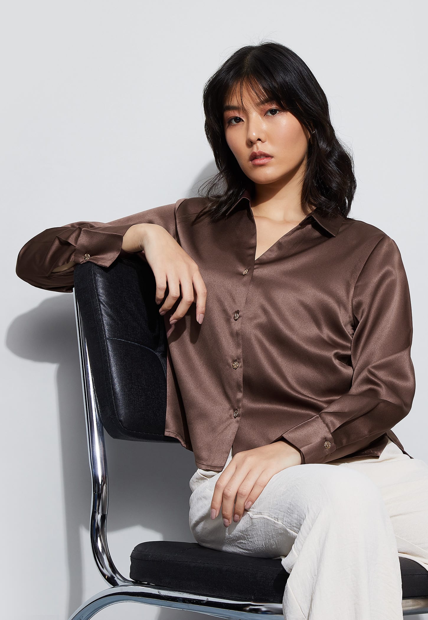 CODE Solid Satin Shirt-picture-52