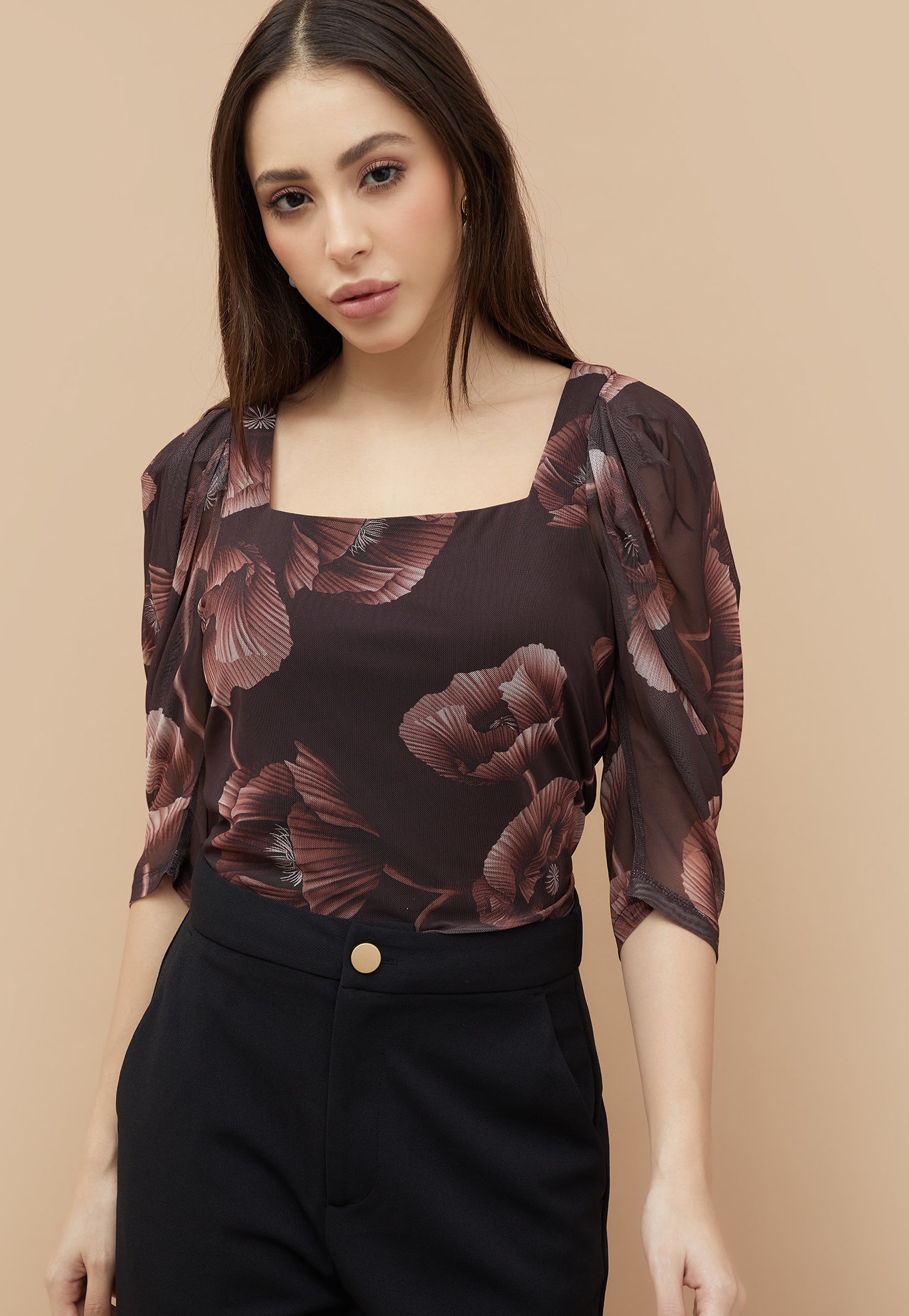 CODE Floral Print Top-image-29