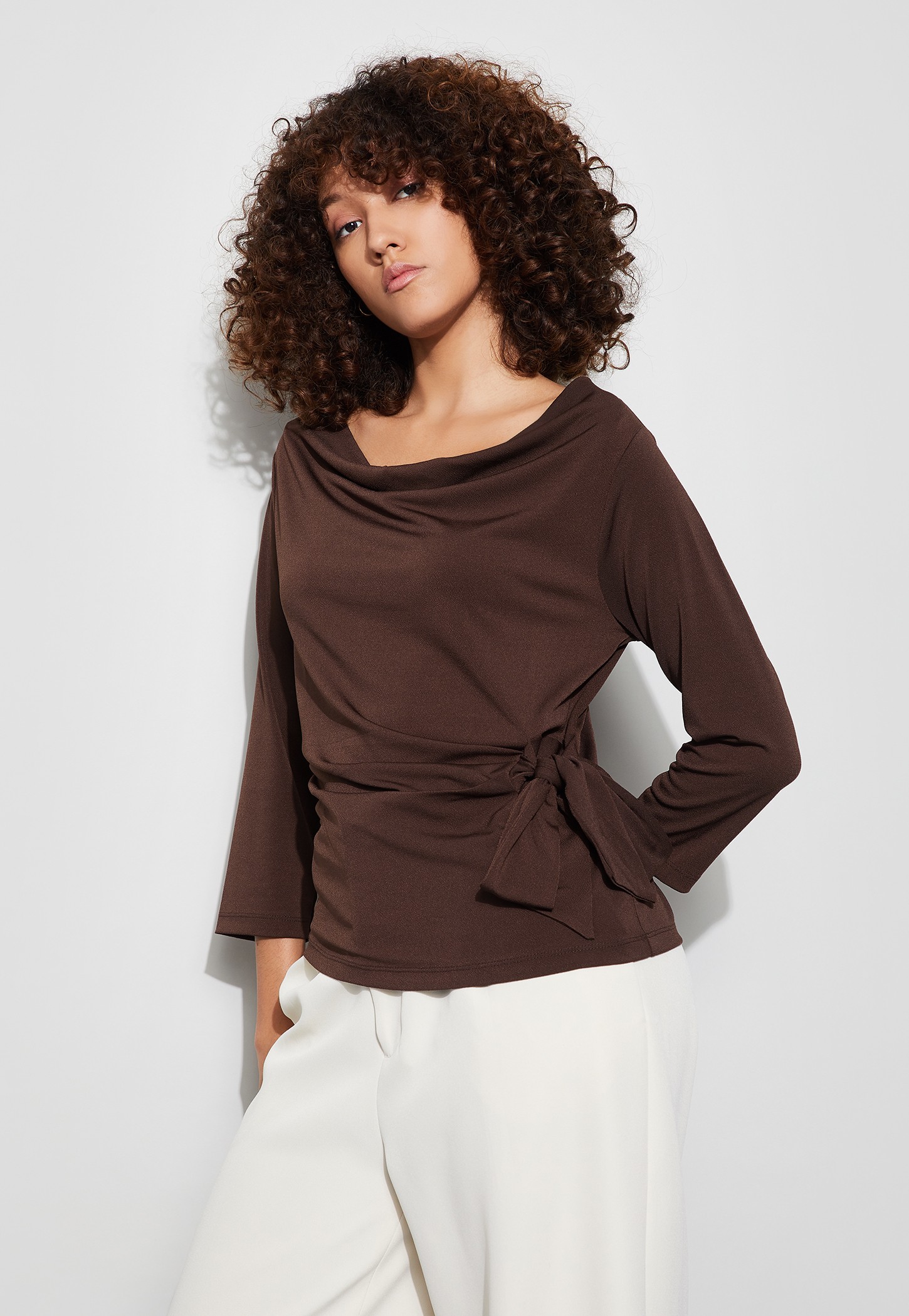CODE Solid Cowl Neck Top-picture-17
