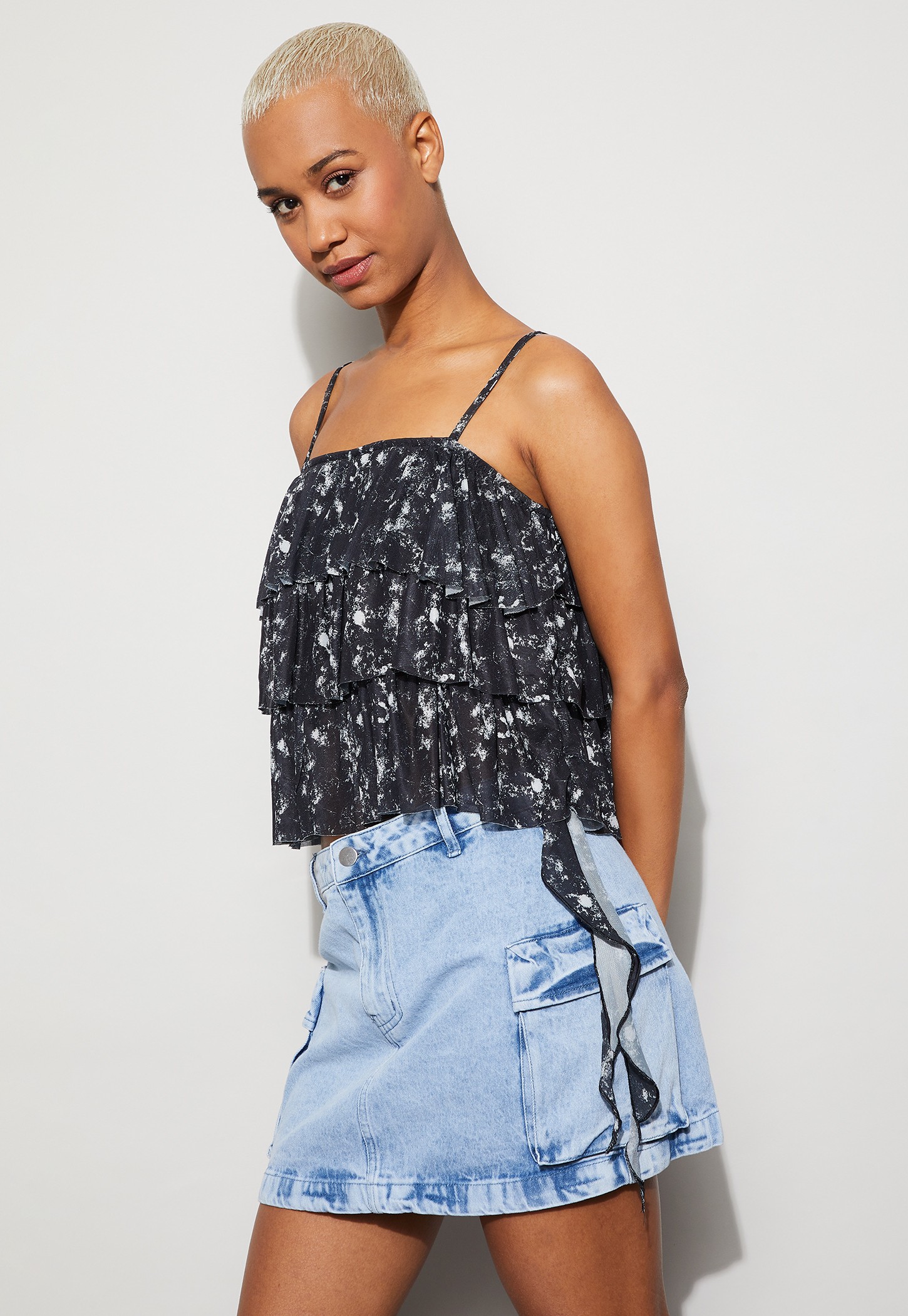 GINGER Abstract Print Tiered Top-picture-35