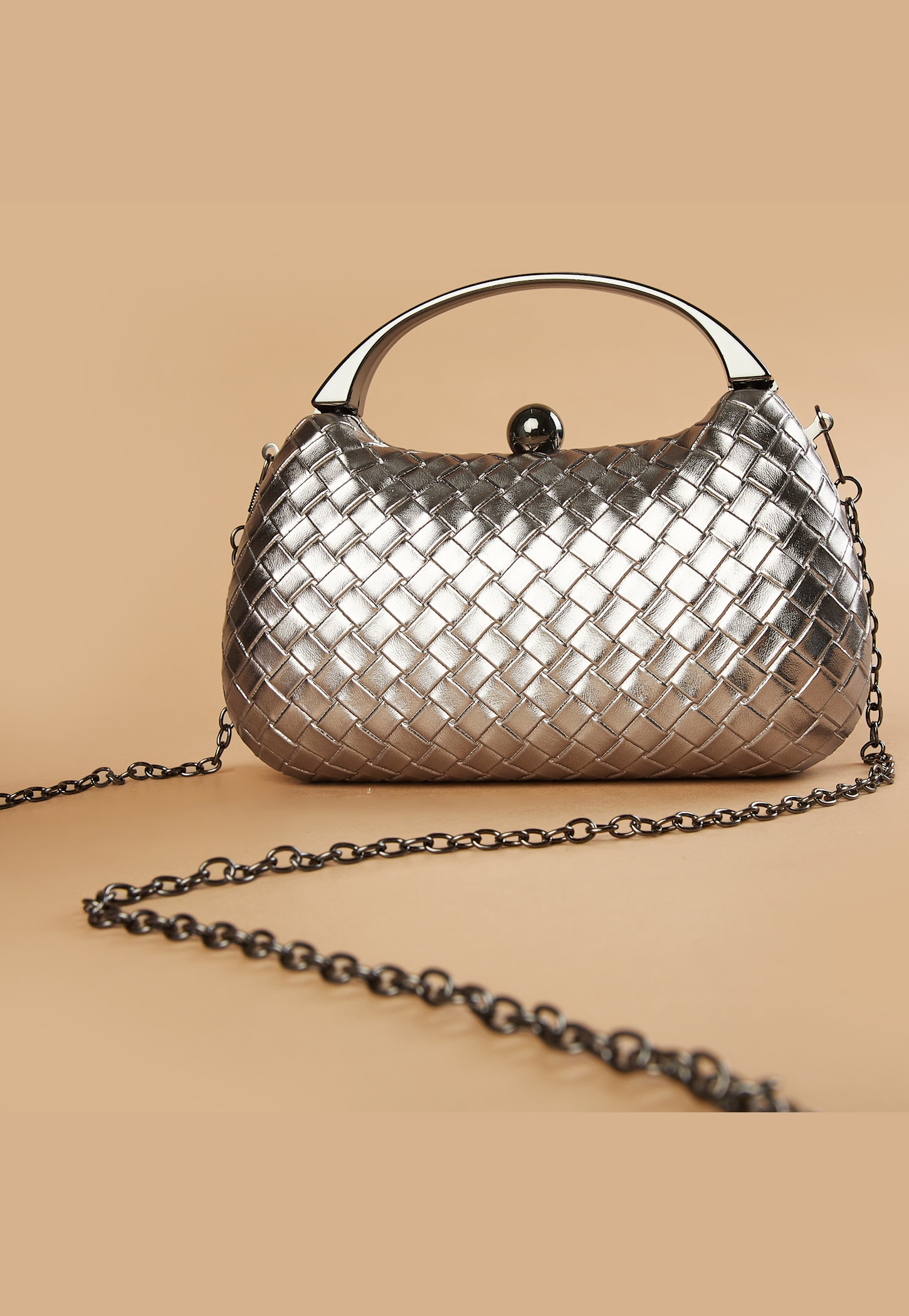 CODE Basket Woven Clutch with Chain Strap-picture-34