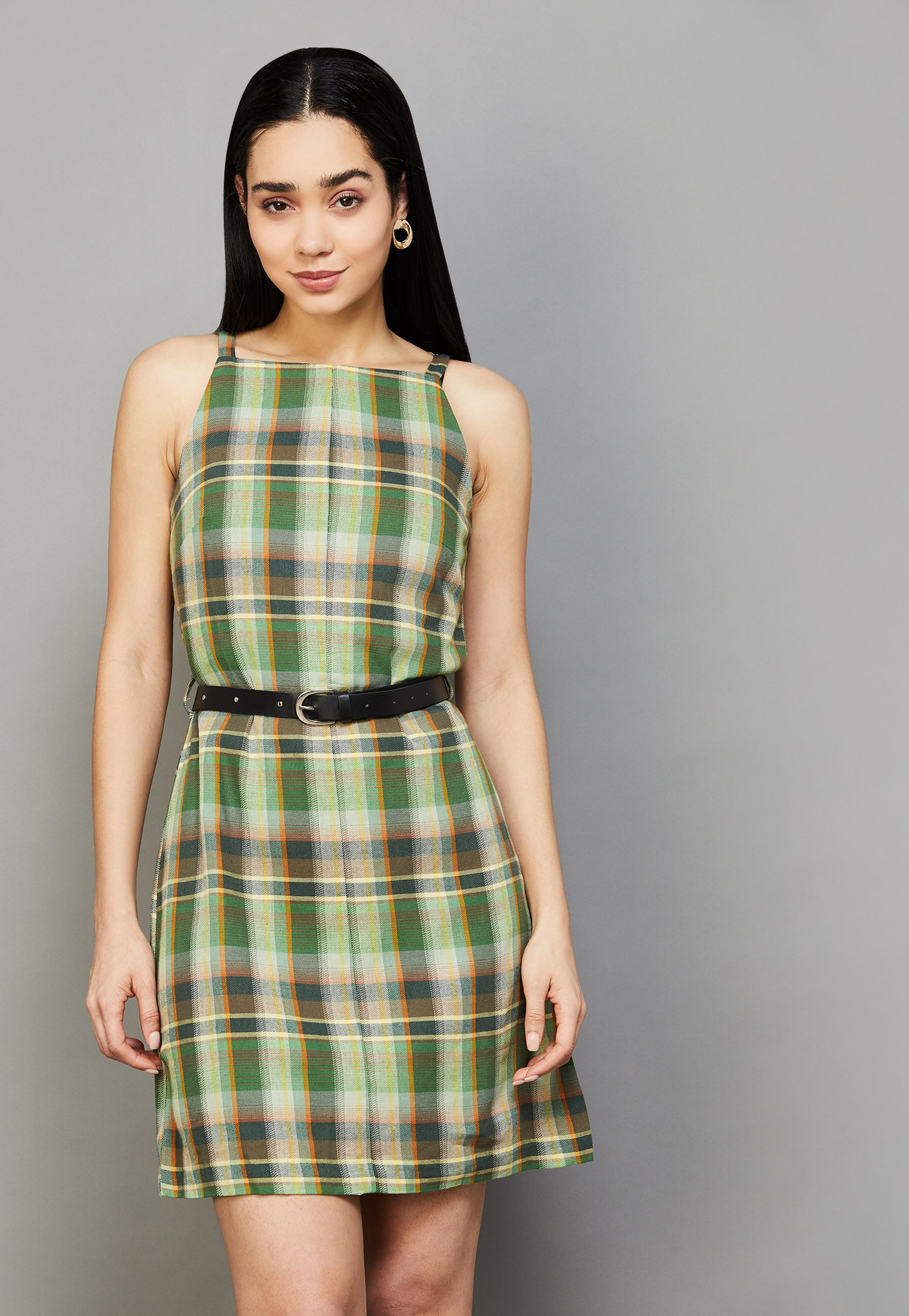 ONLY Checked Mini Dress with Belt-picture-33