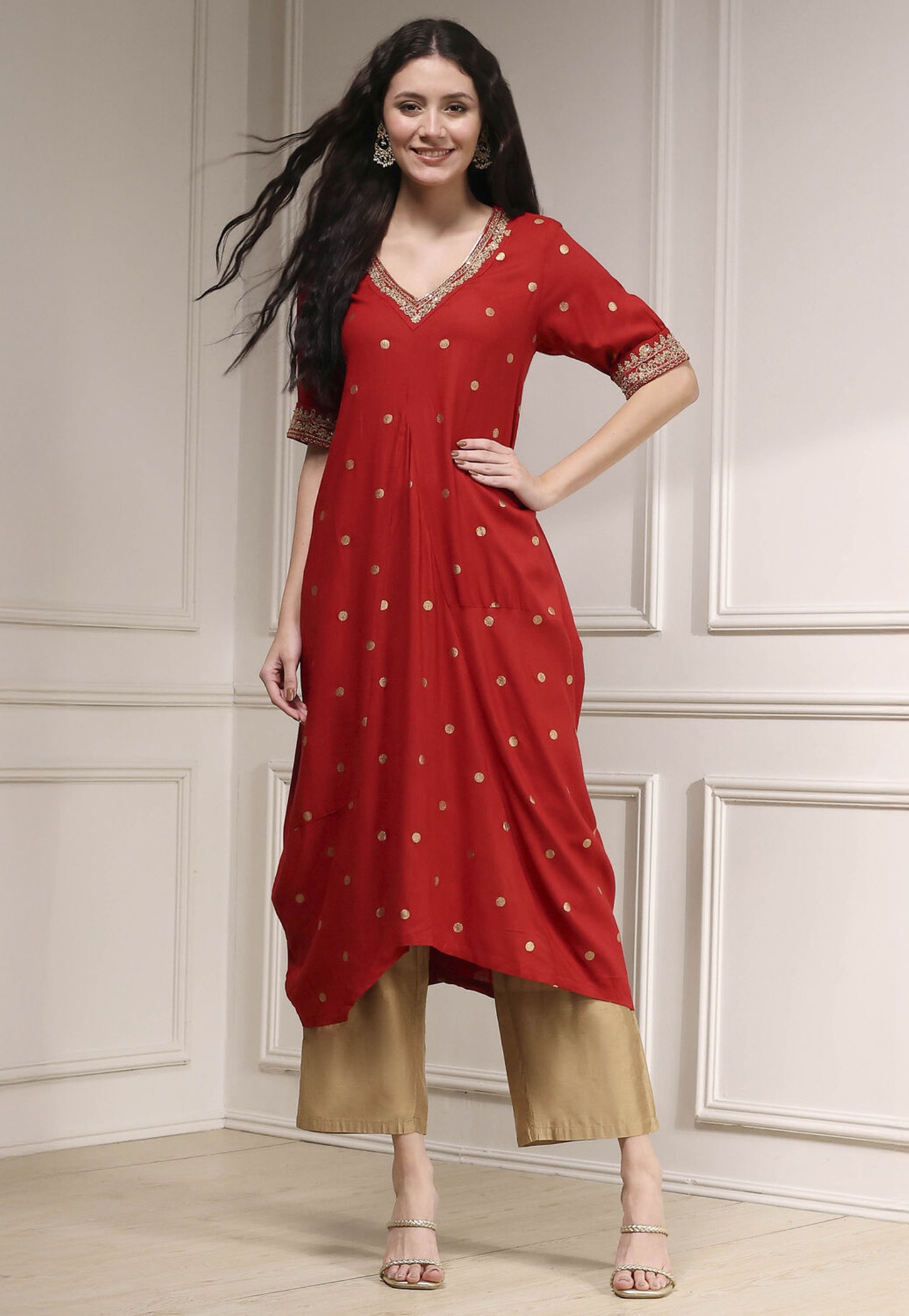 BIBA Foil Print Asymmetric Hem Kurta-picture-52