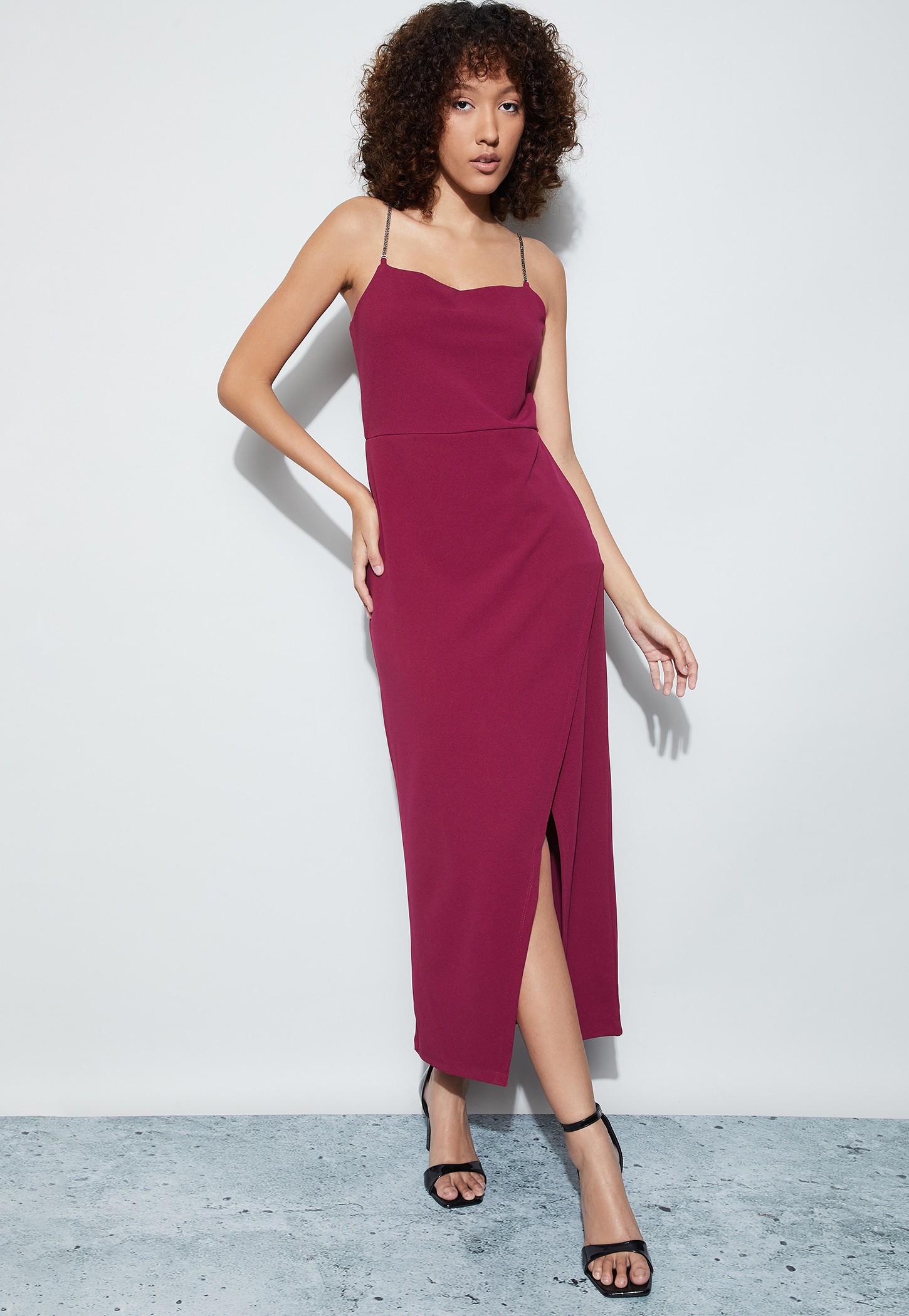 CODE Solid Strappy Wrap Dress-picture-16