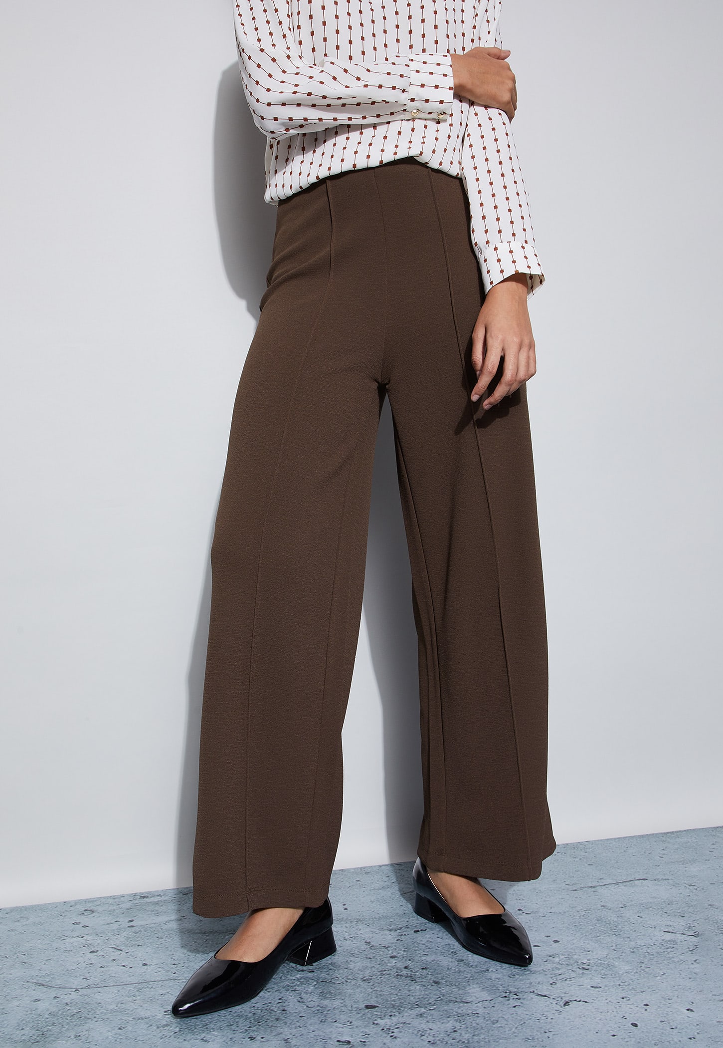 CODE Knitted Wide-Leg Trousers-picture-40