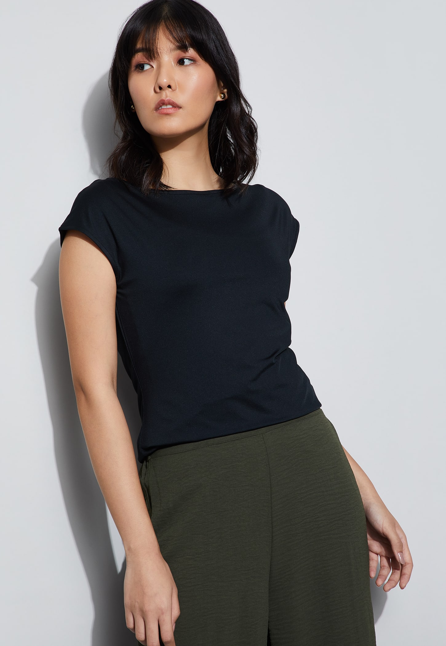 CODE Boat Neck Cap Sleeves Top-picture-20