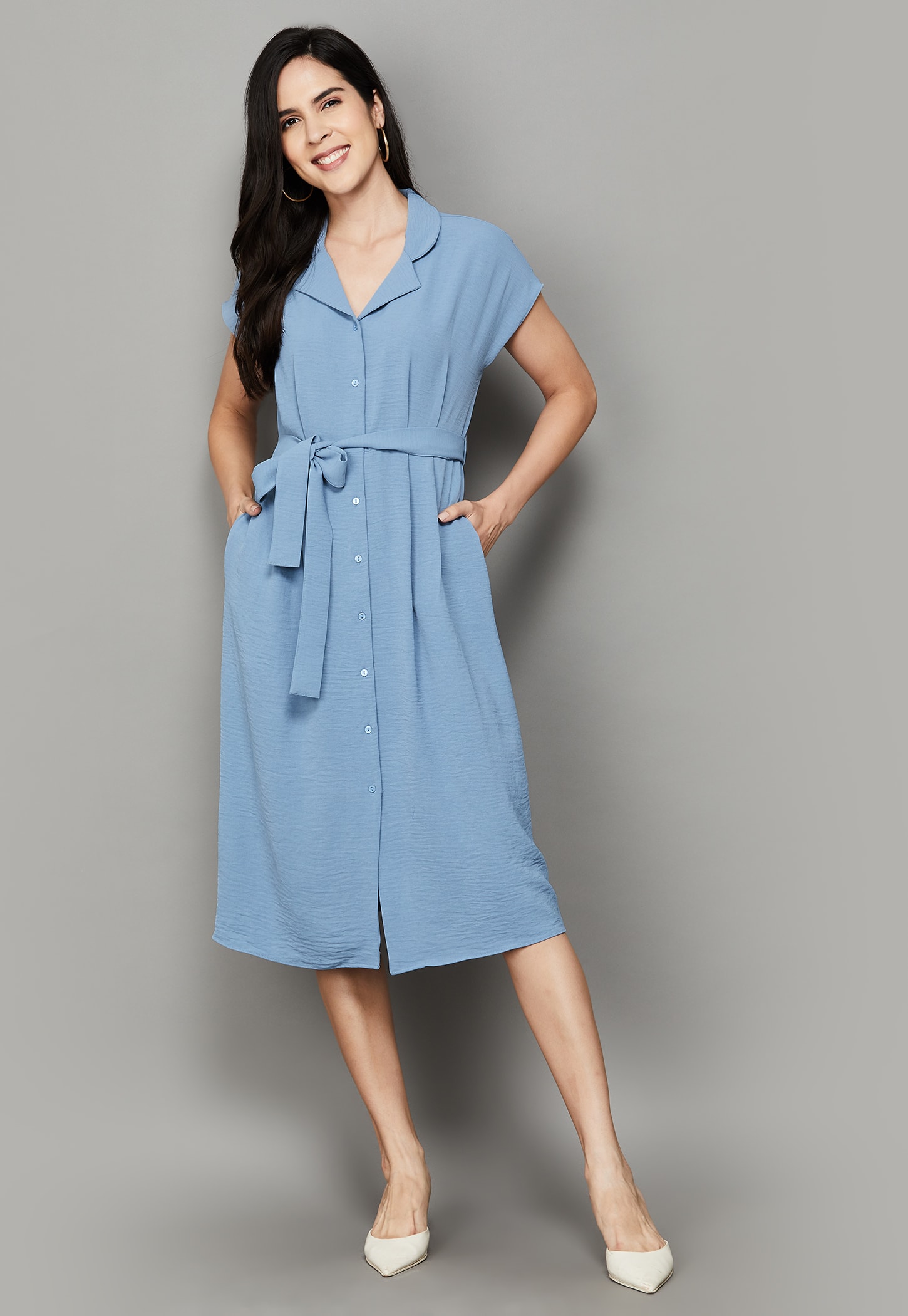 VAN HEUSEN Solid Shirt Dress-image-31