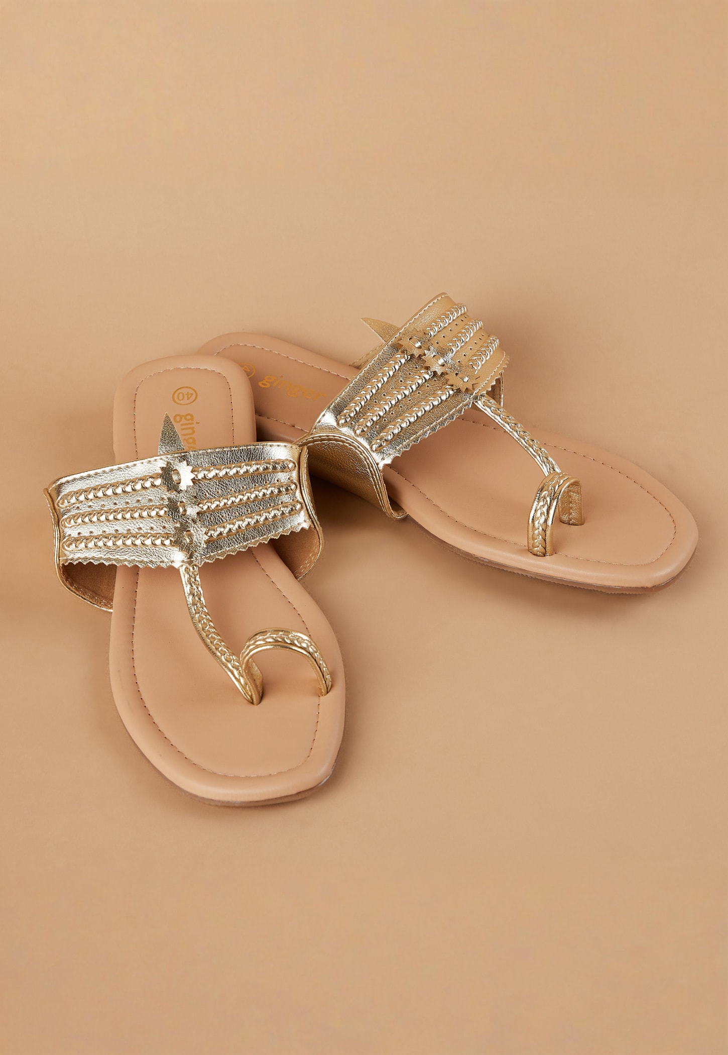 GINGER Textured Kolhapuri Flats-image-9