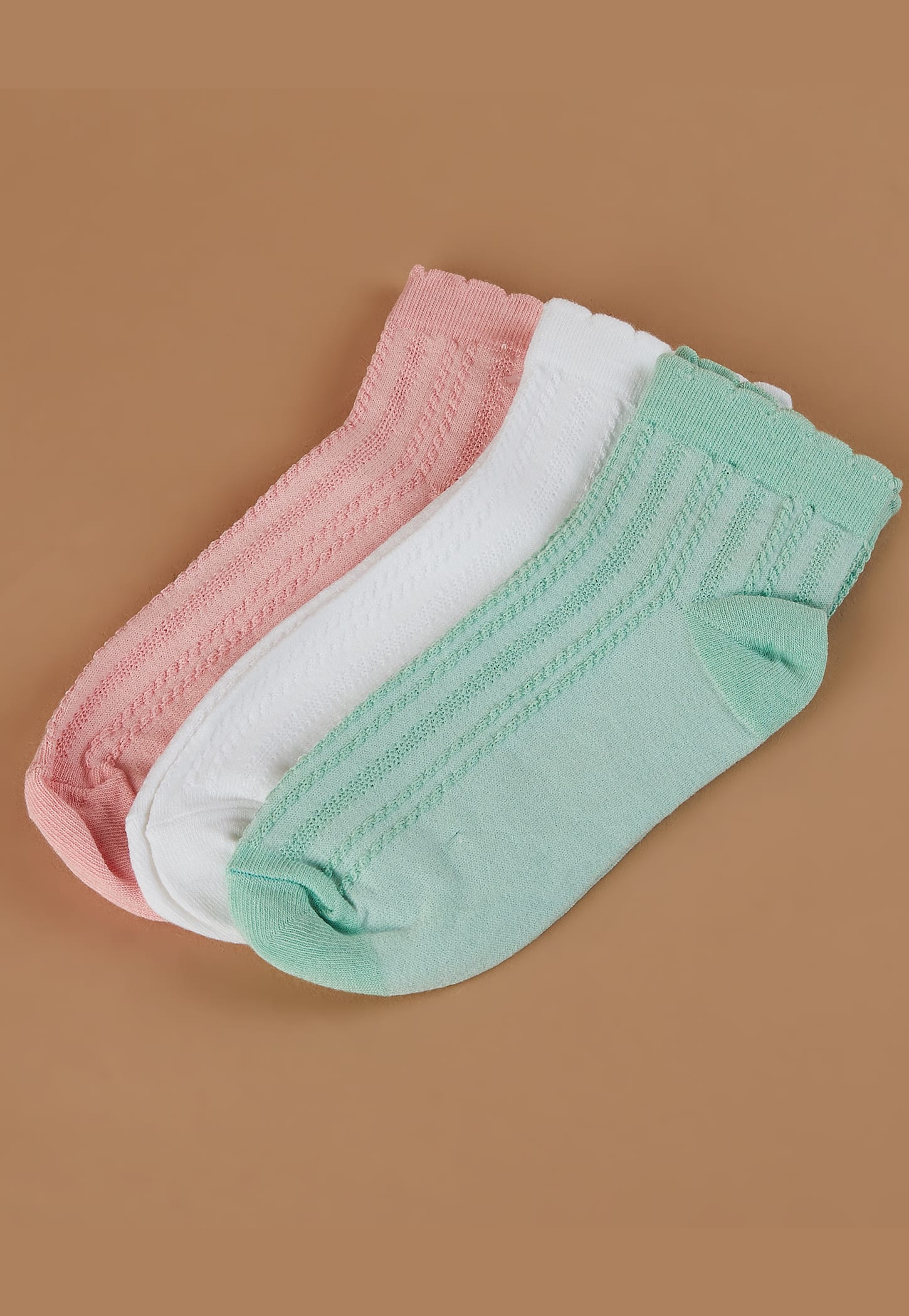GINGER Patterned Knit Ankle Length Socks - Pack of 3-picture-44