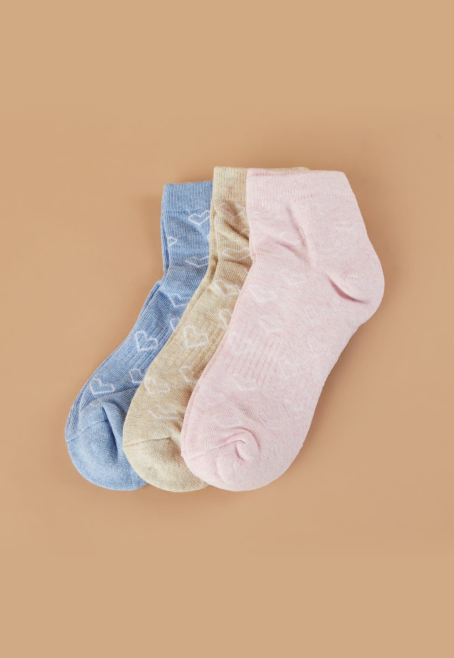 GINGER Heart Patterned Ankle Length Socks - Pack of 3-picture-33