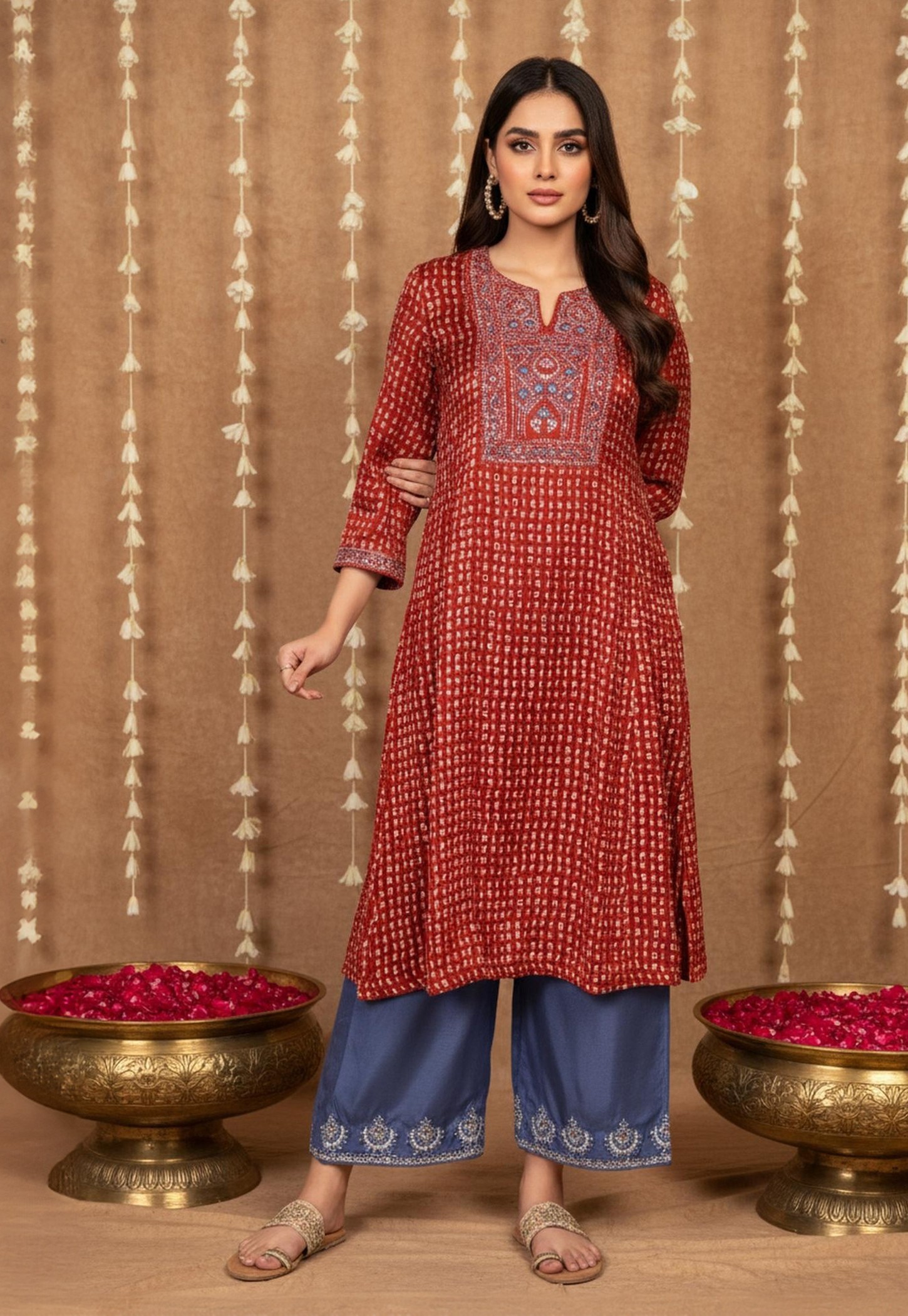 W Embroidered A-Line Kurta-picture-10
