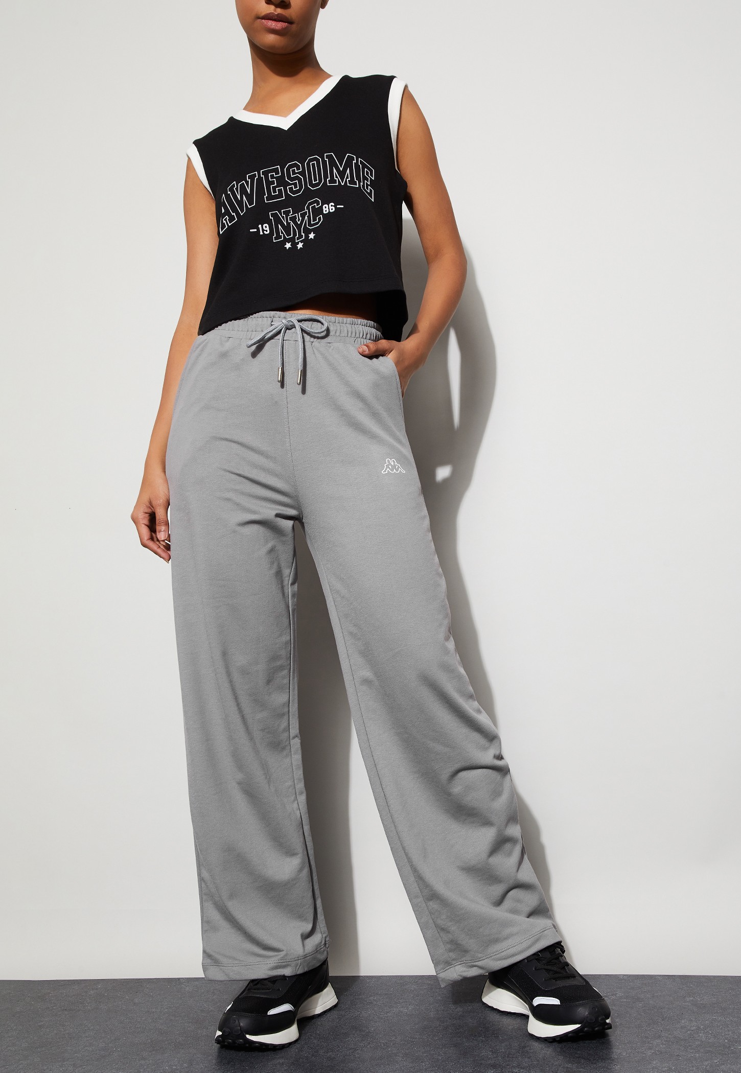 KAPPA Solid Wide Leg Track Pants-image-9