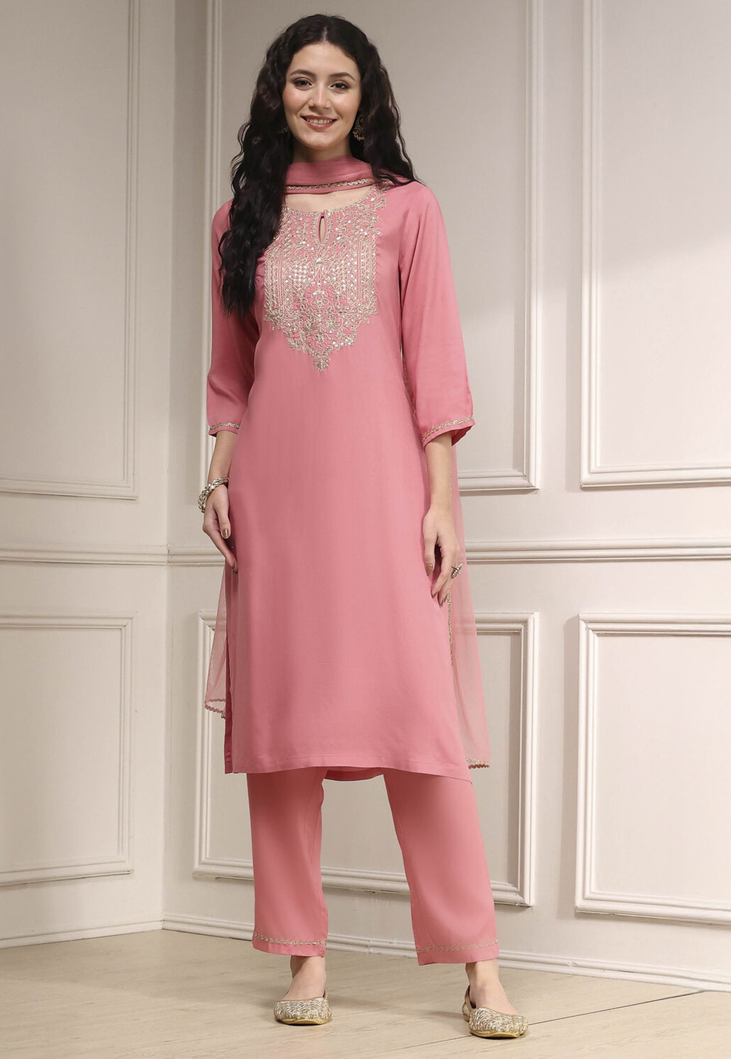 BIBA Embroidered Straight Kurta Set-picture-35