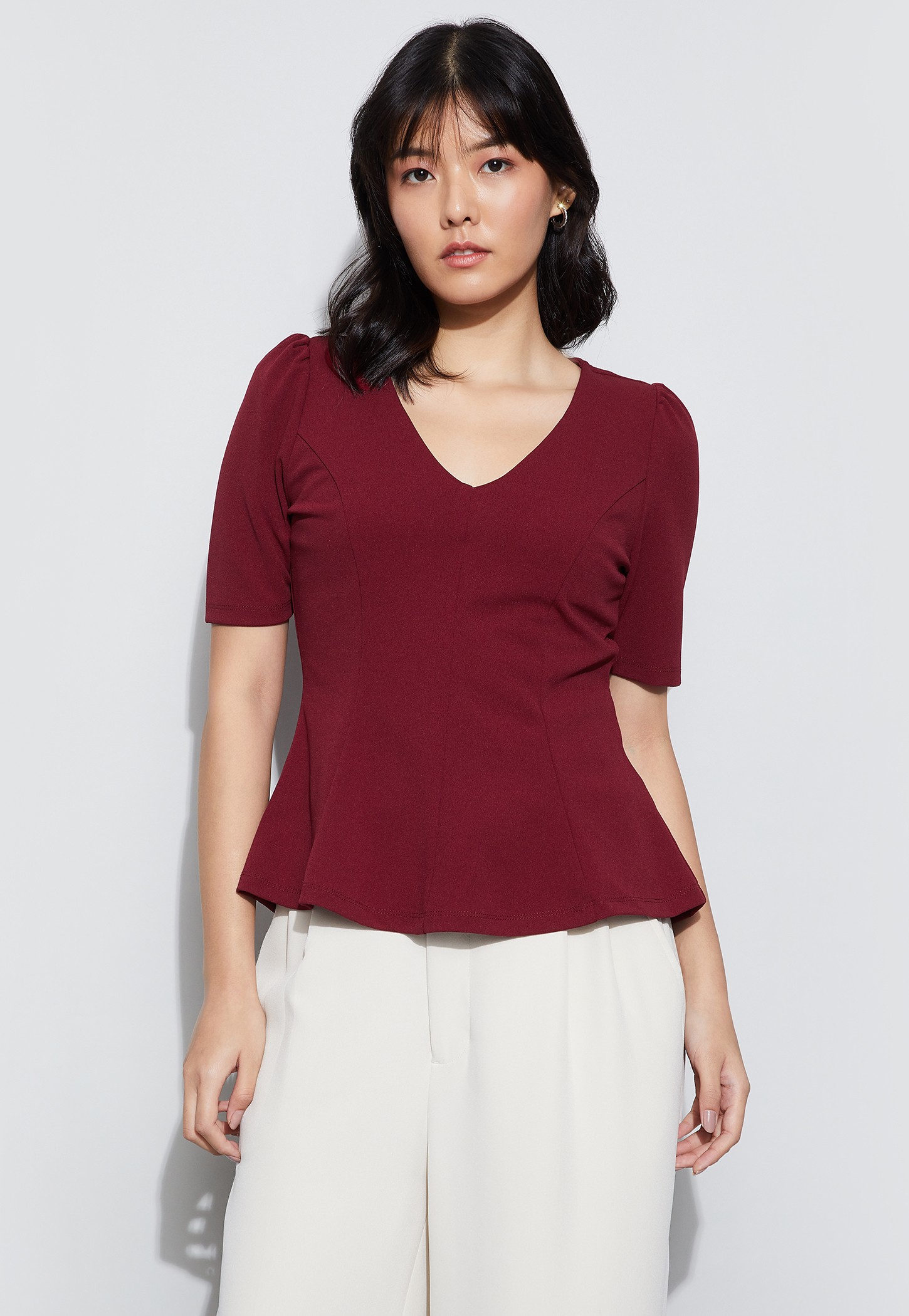 CODE Solid Peplum Top-picture-24