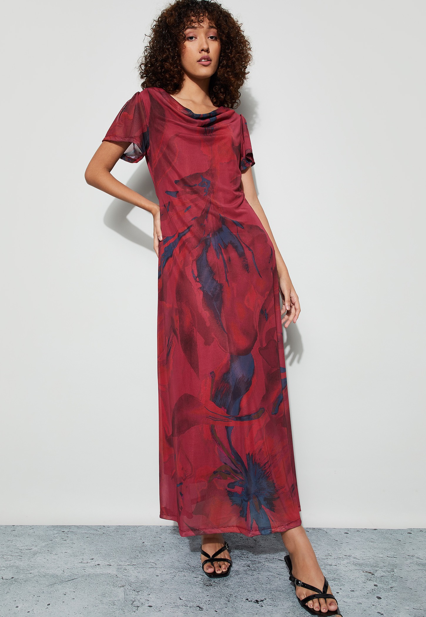 CODE Printed Mesh Maxi Dress-image-21