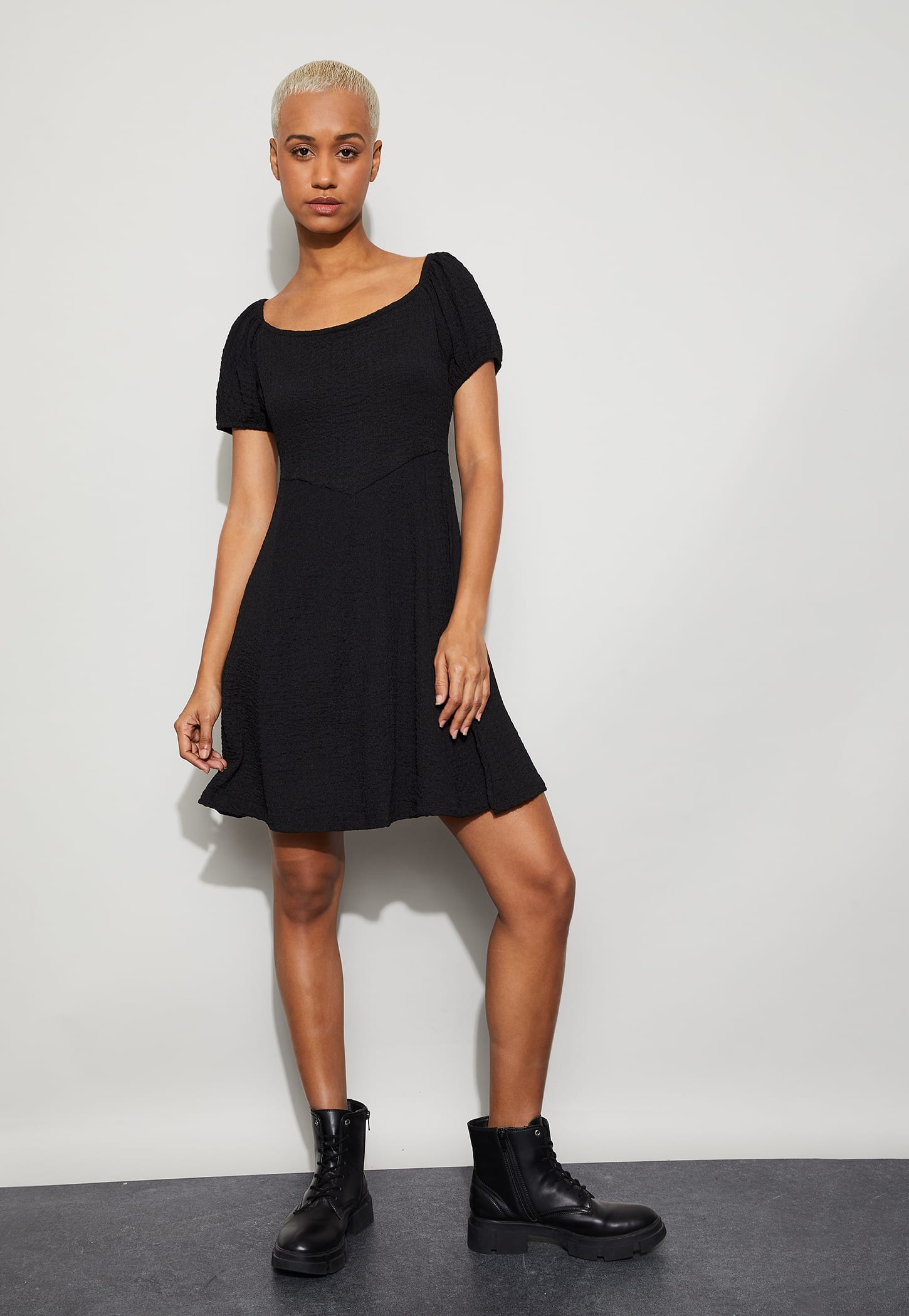 GINGER Textured Skater Dress-image-35