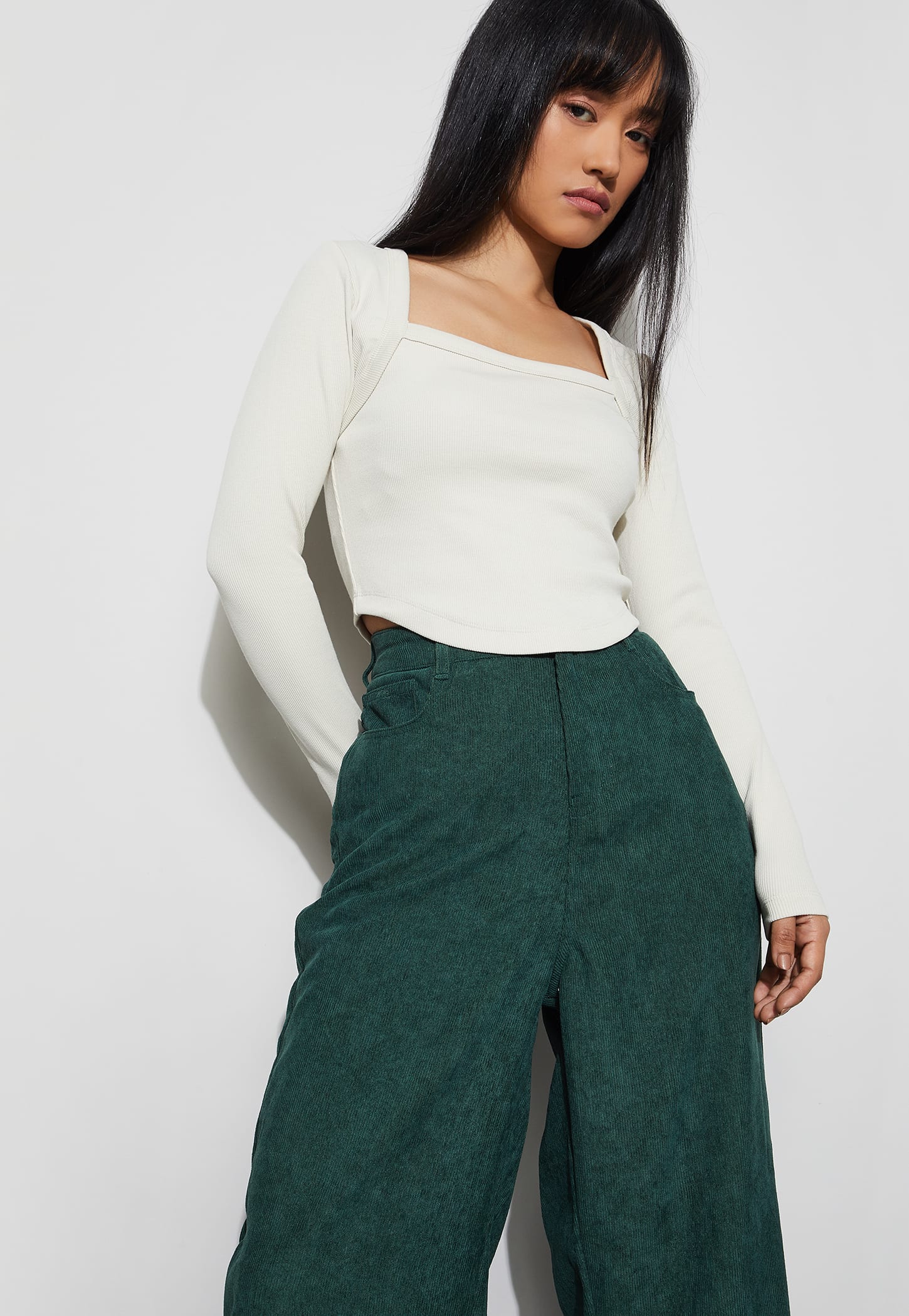 GINGER Ribbed Square Neck Top-image-1
