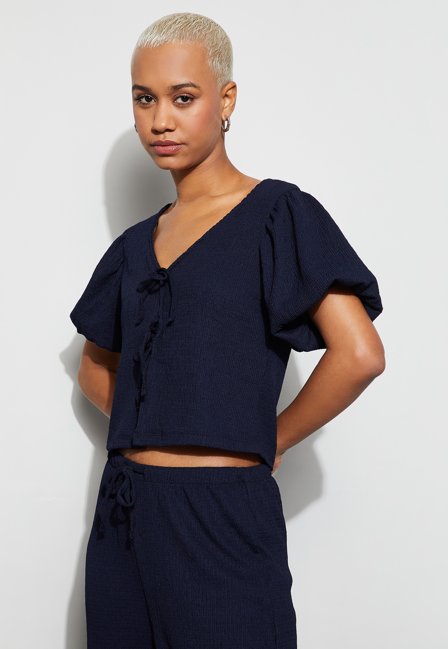 GINGER Textured V-Neck Top-picture-50