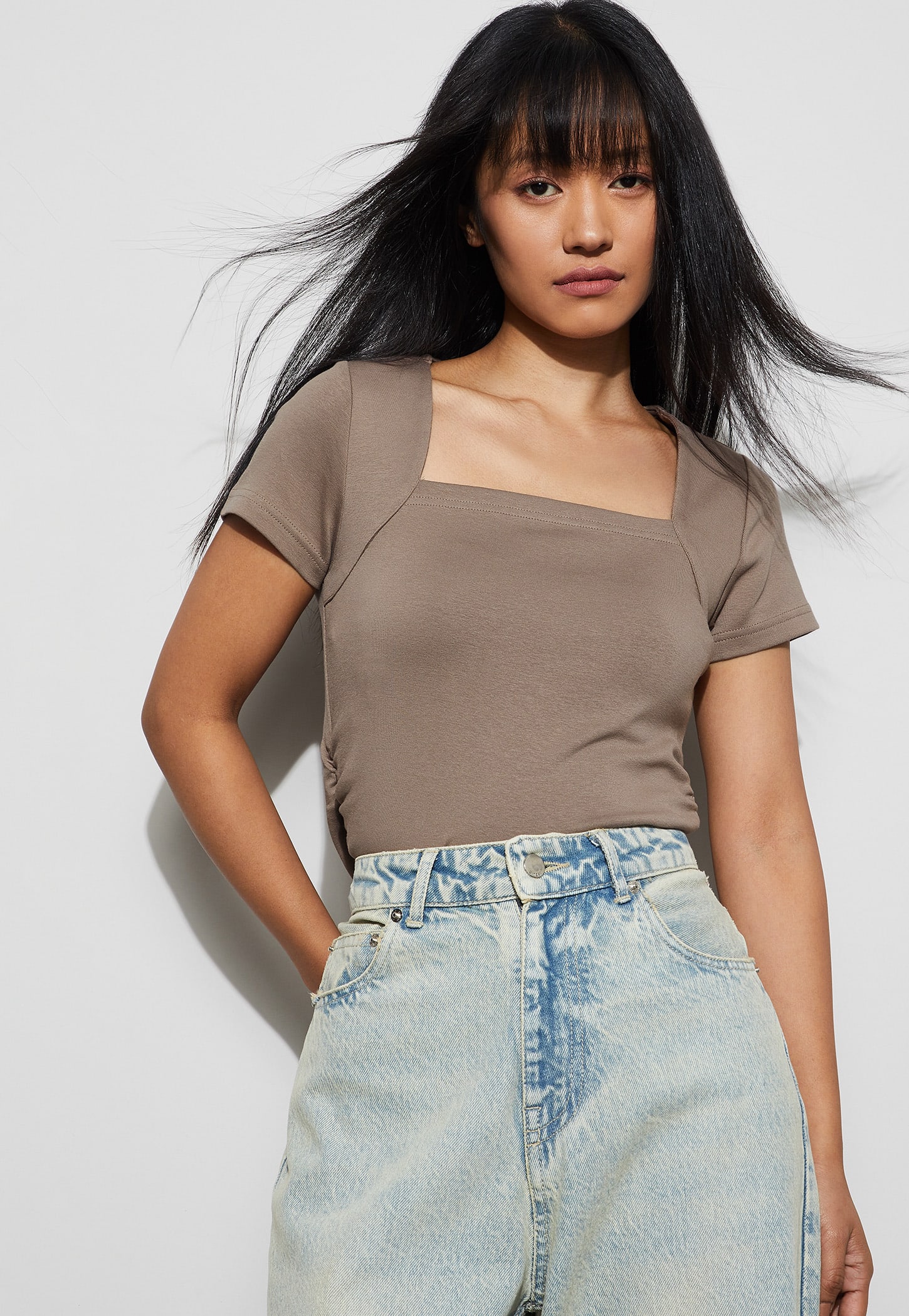 GINGER Solid Square Neck Top-picture-28