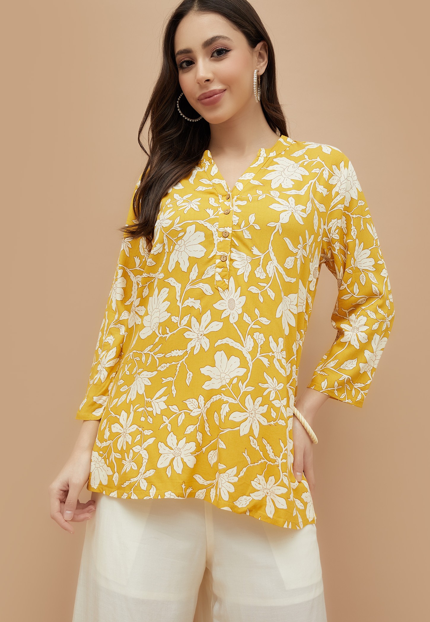 MELANGE Floral Print Straight Kurti-picture-32