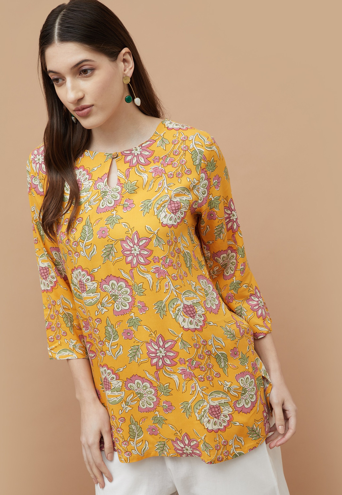 MELANGE Floral Print Straight Kurti-picture-21